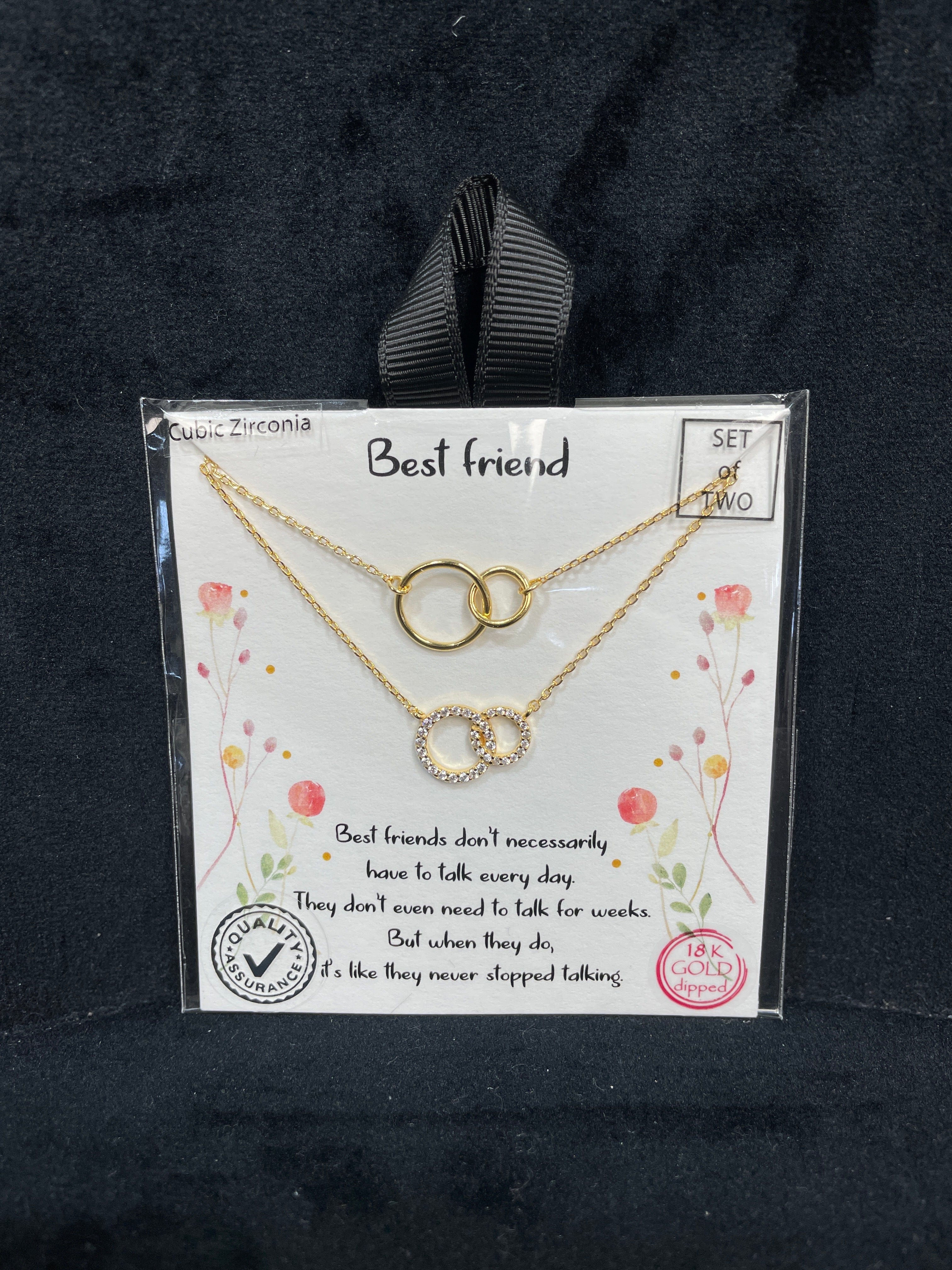 Best Friends Double Ring Necklace S/2 - Gold