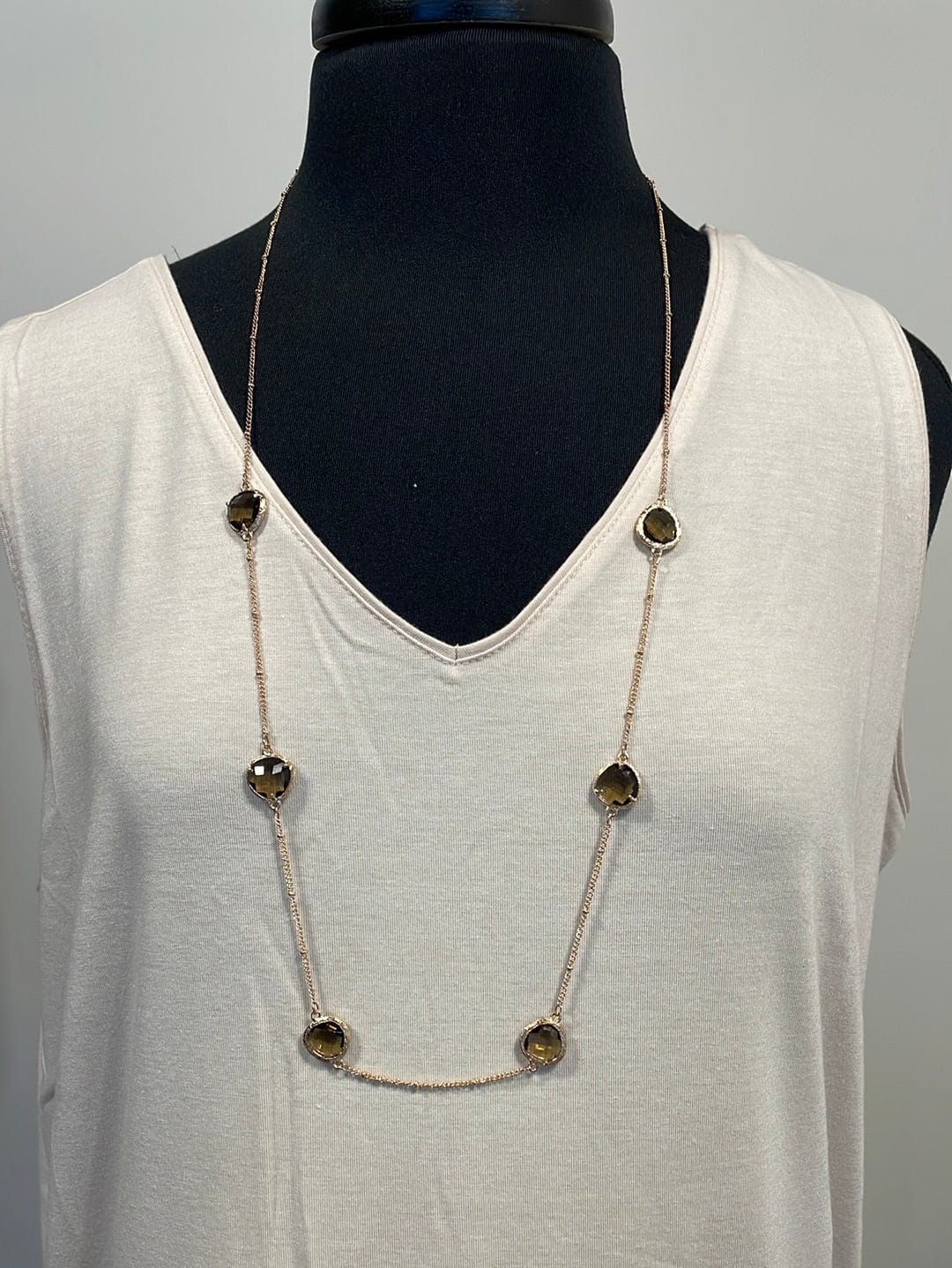 Gold & Brown Crystal Necklace