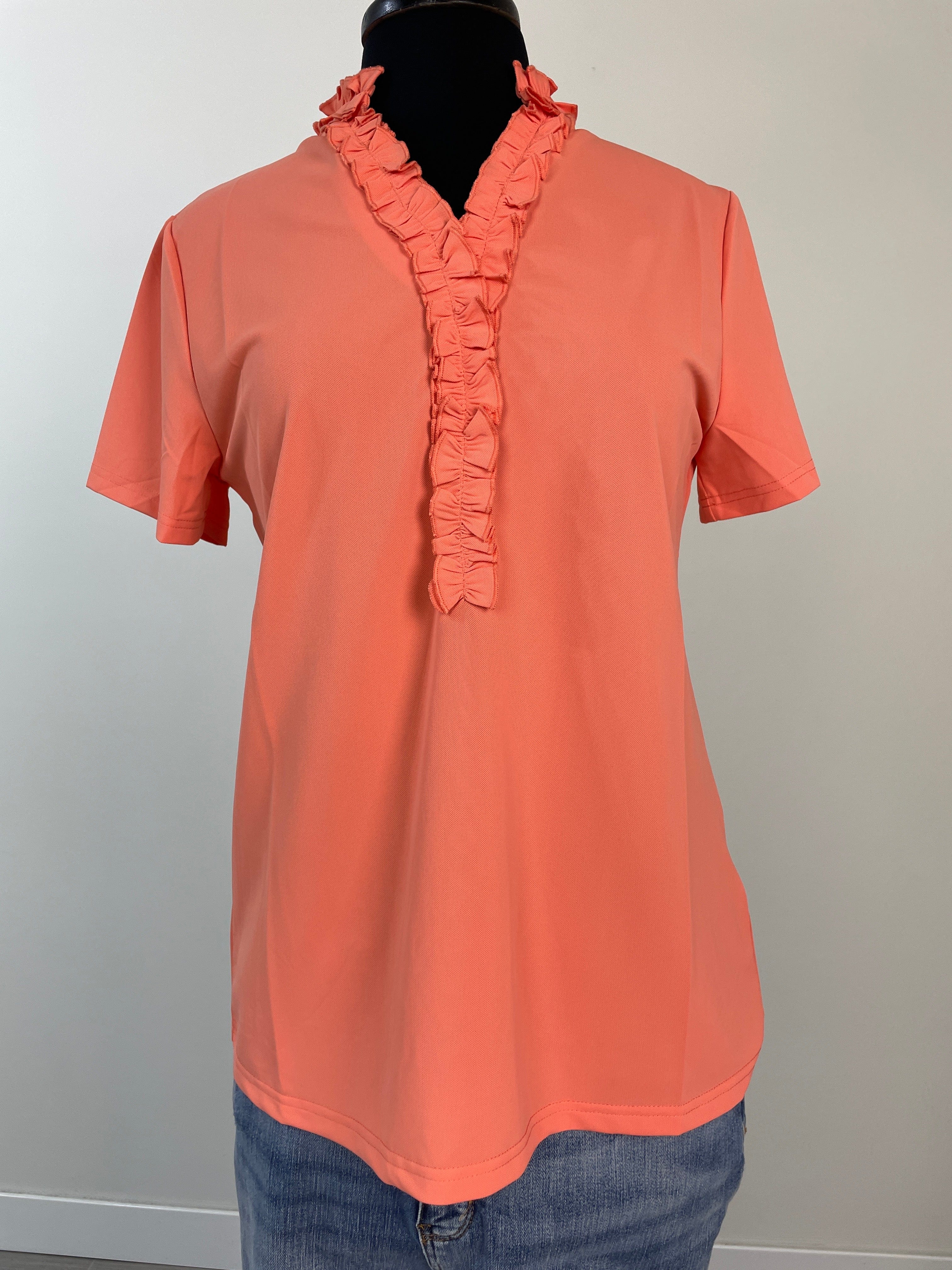 Papaya Meredith Ruffle Neckline Top