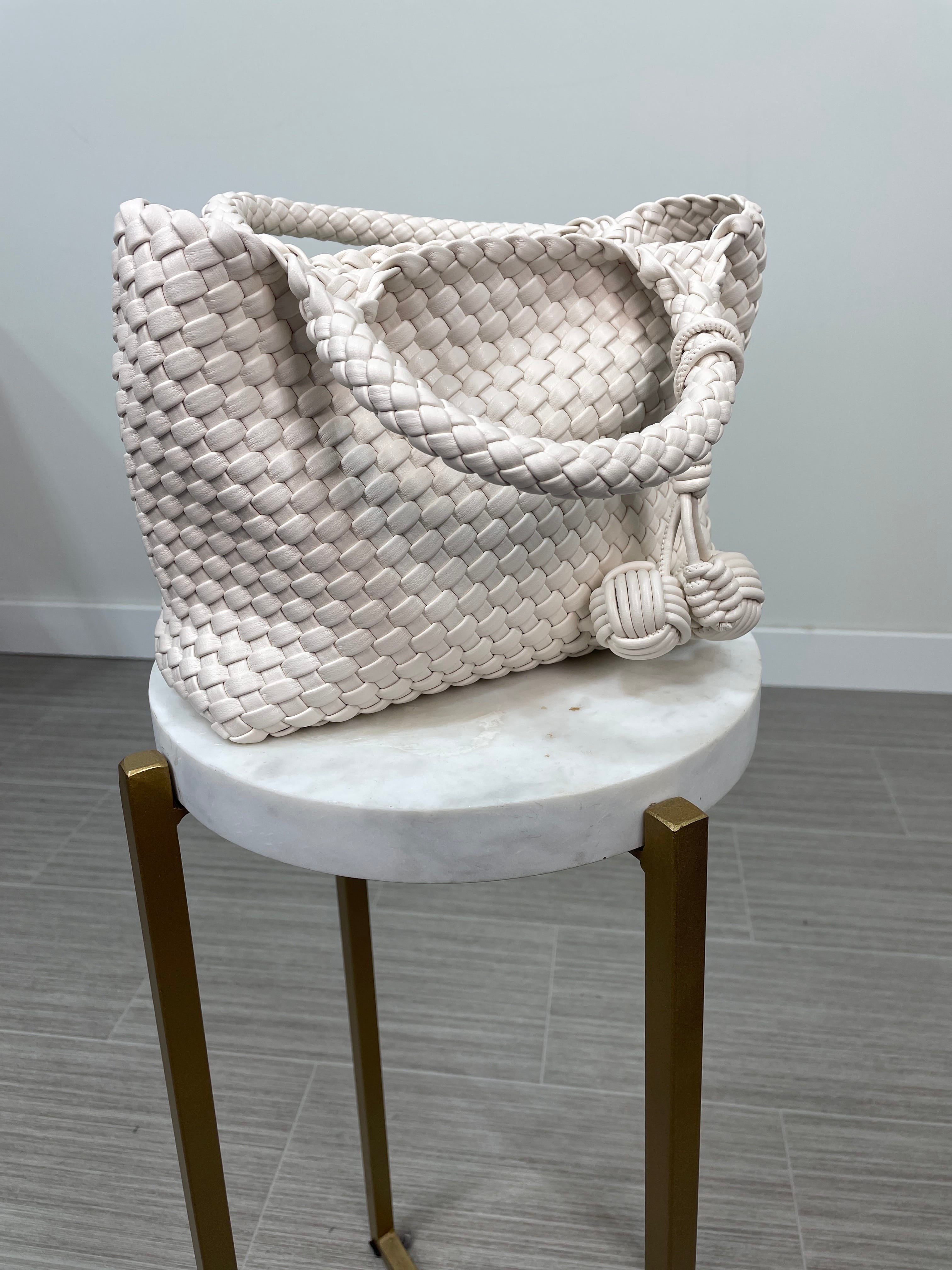 Ivory Woven Dual Handle Bag