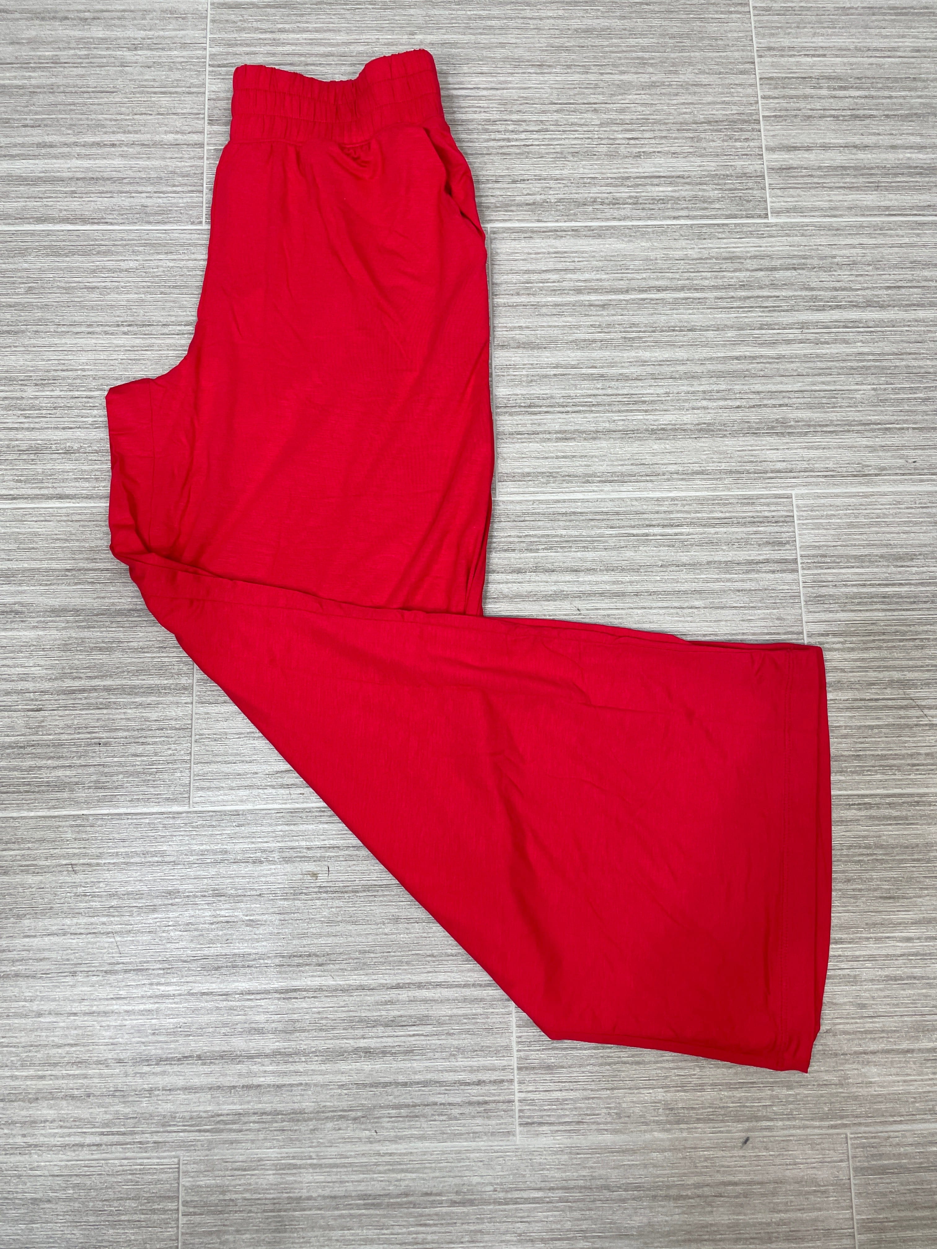 Red Viscose Modal Cropped Wide Leg Pant