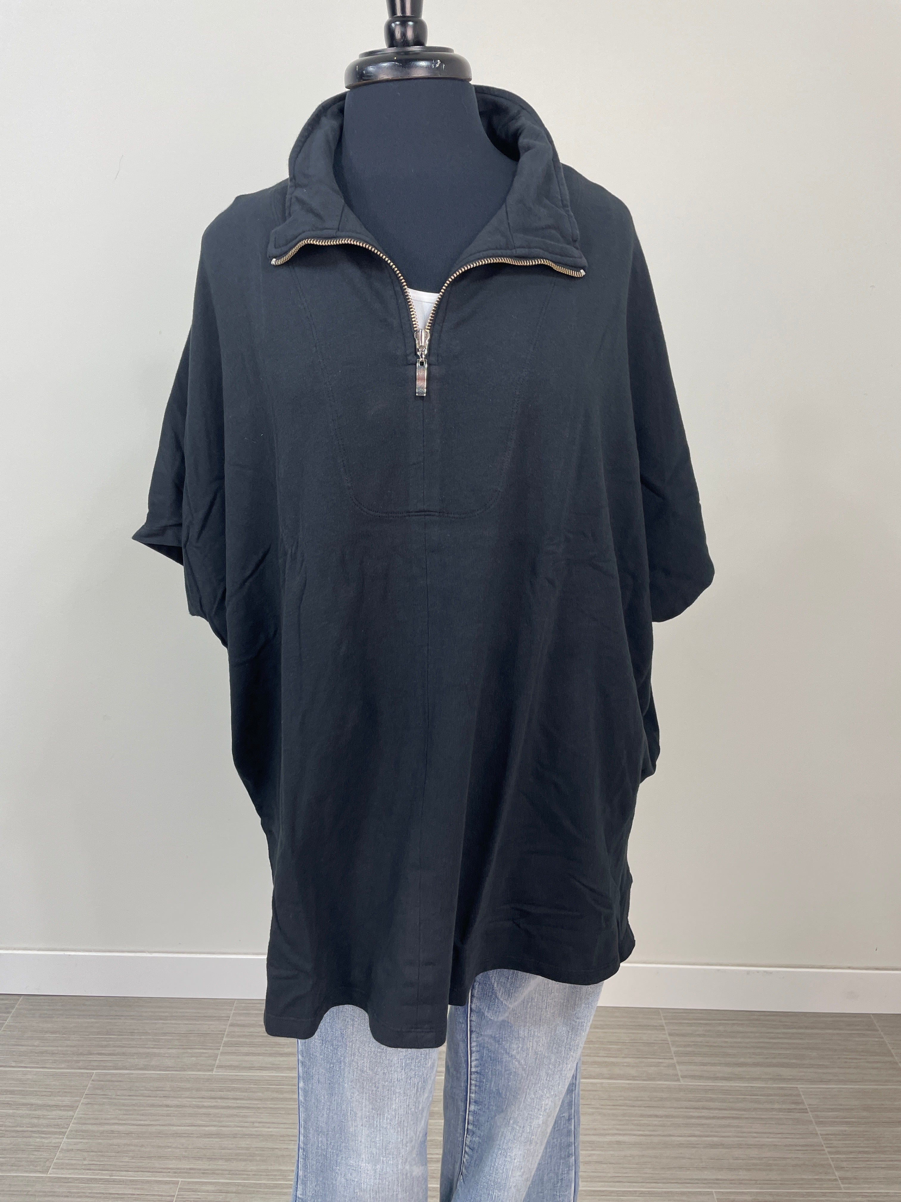Black Oversized Short Sleeve Tunic