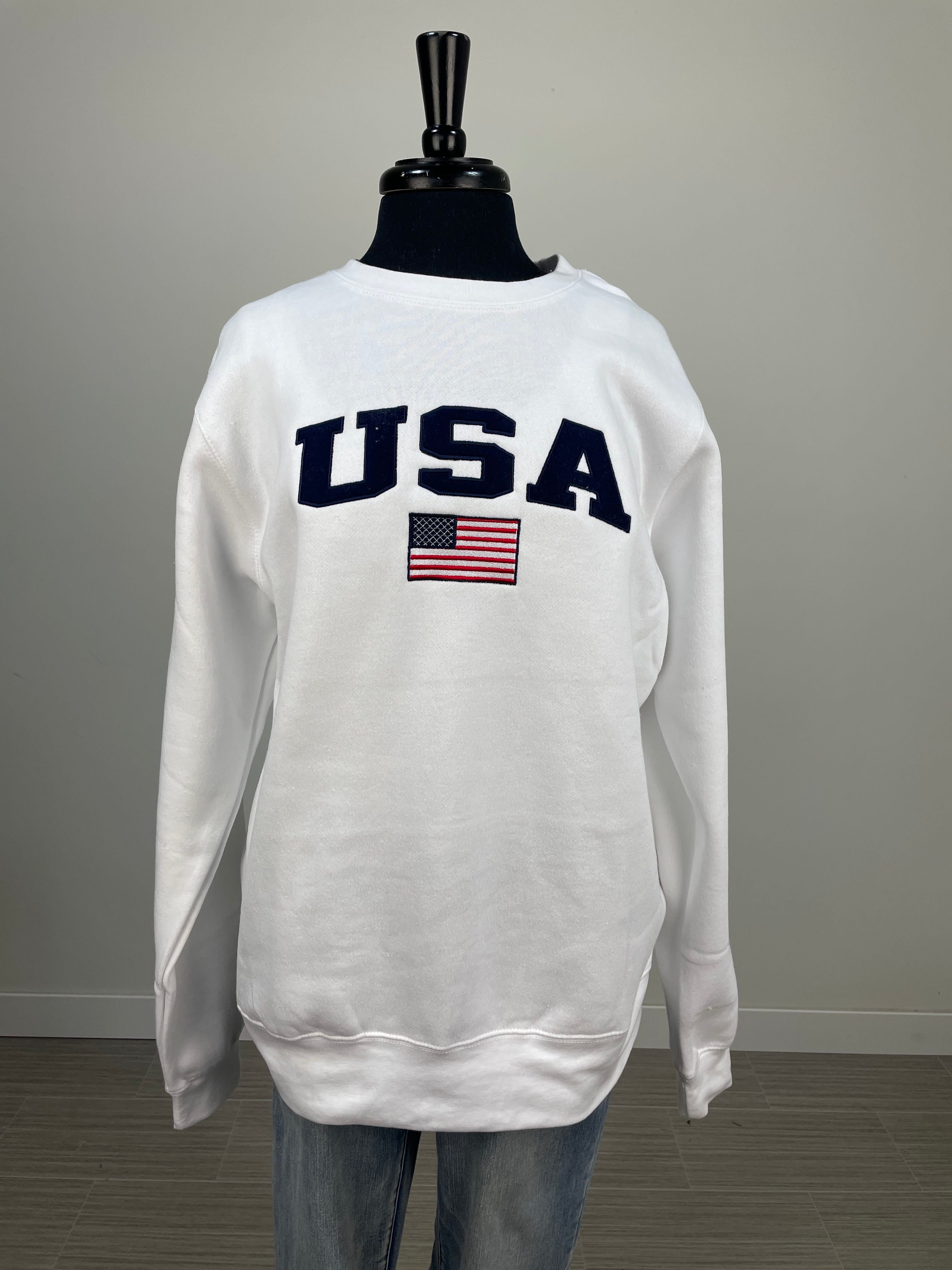 White USA Crew Sweatshirt