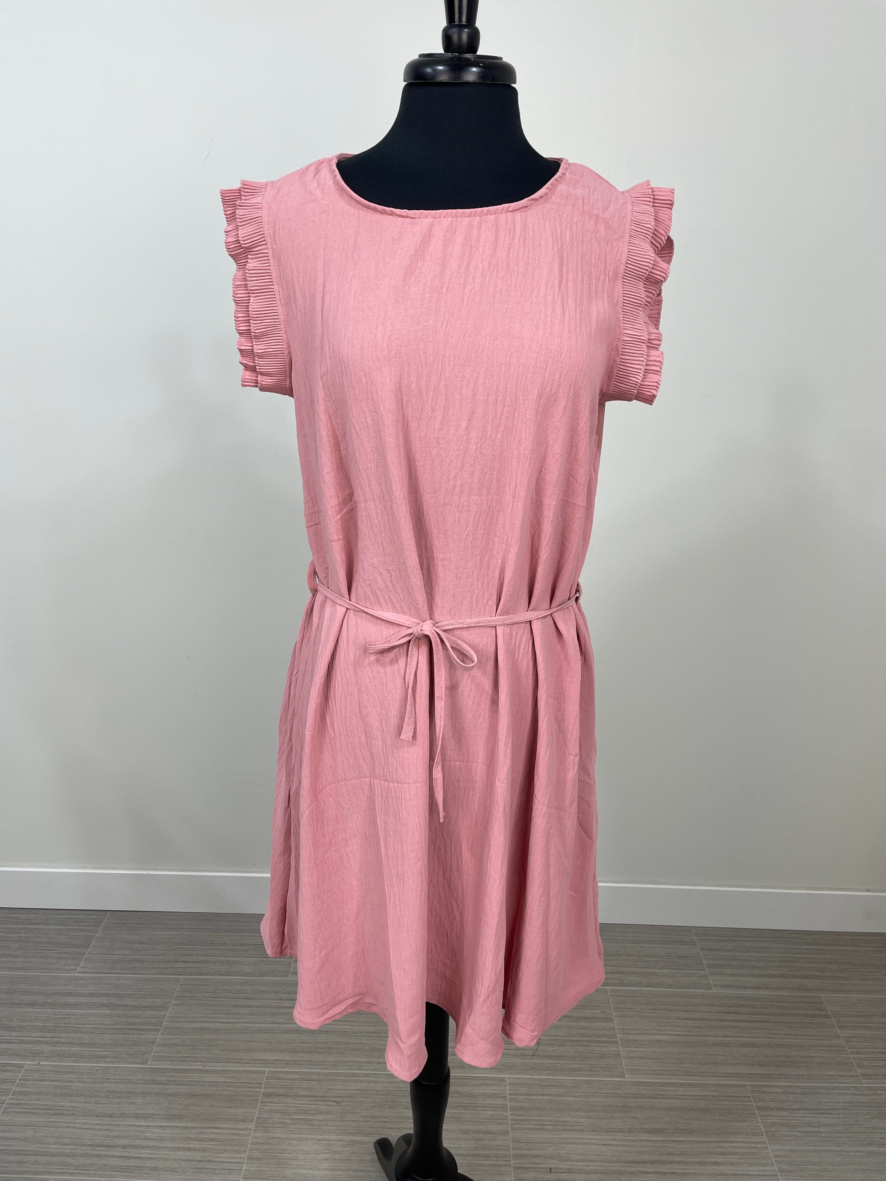 Rose Double Ruffle Cap Sleeve Dress