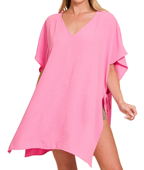 Candy Pink Tie Side Cover Up