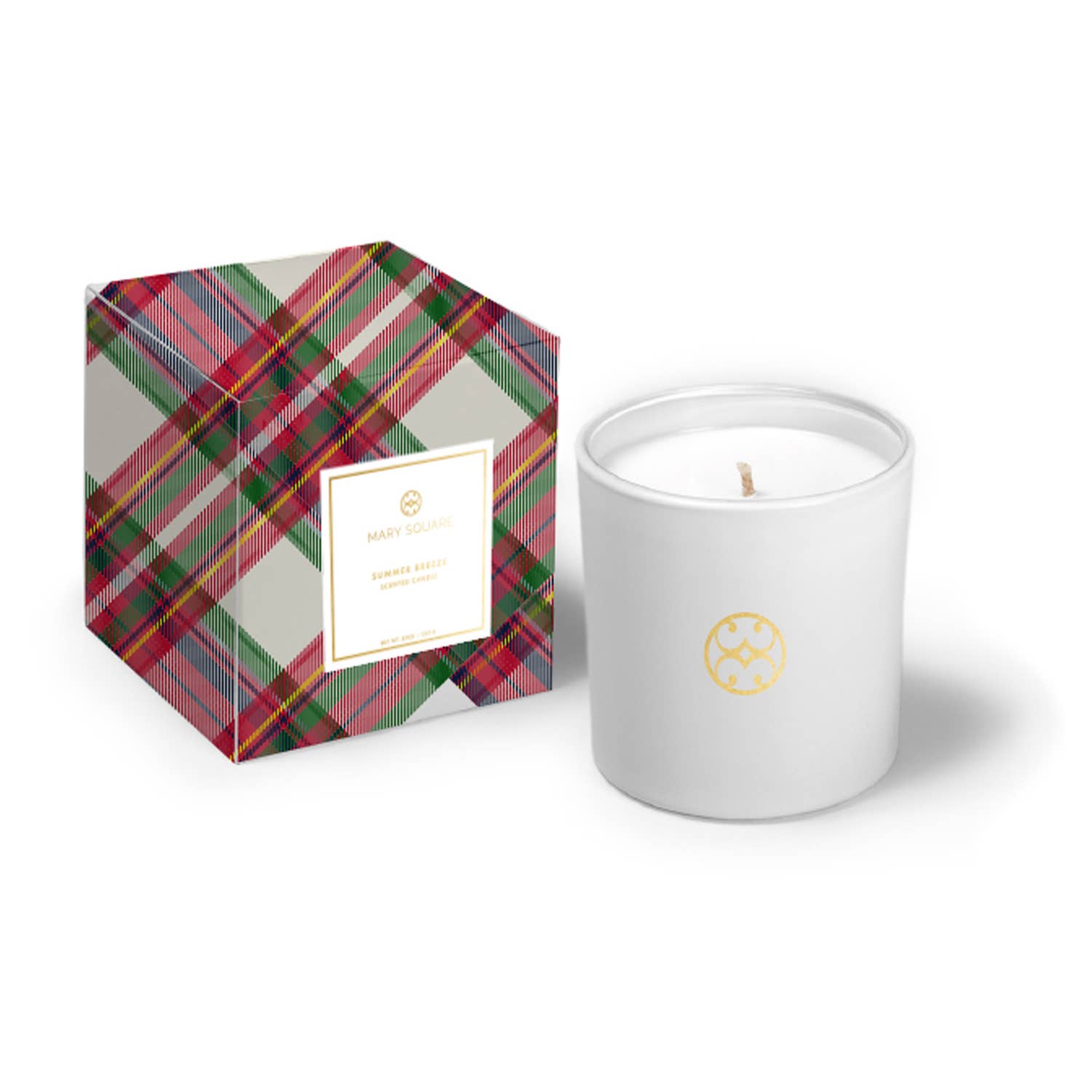 Boxed Candle Frosty Myrrh Holiday Plaid