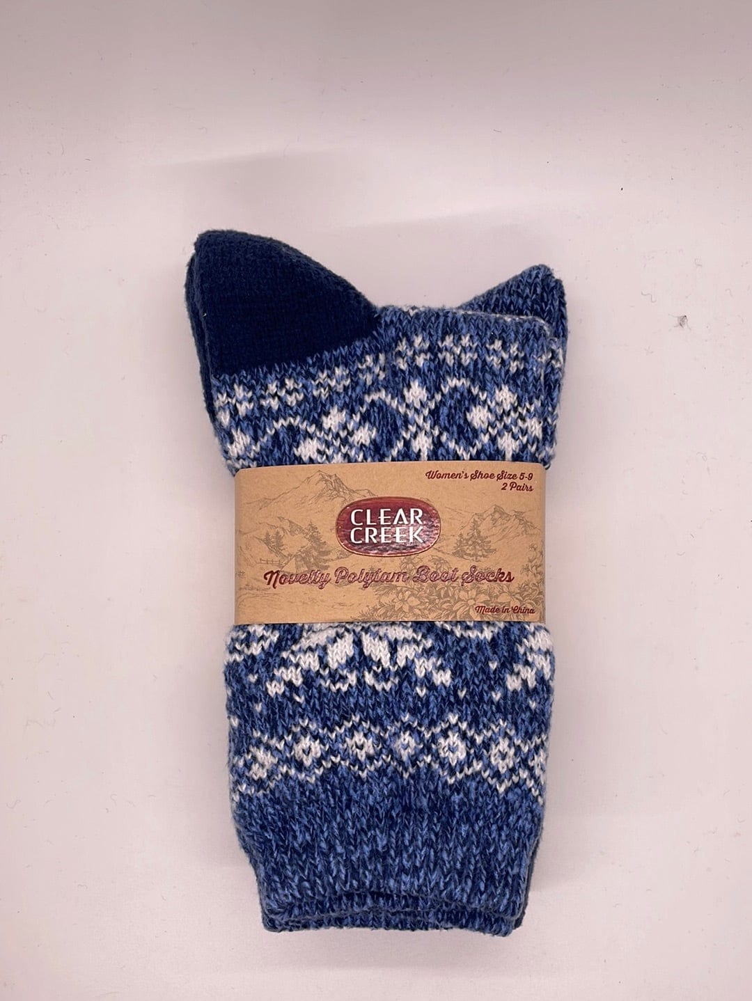 CC Women's Blue Fairisle 2pk Boot Socks
