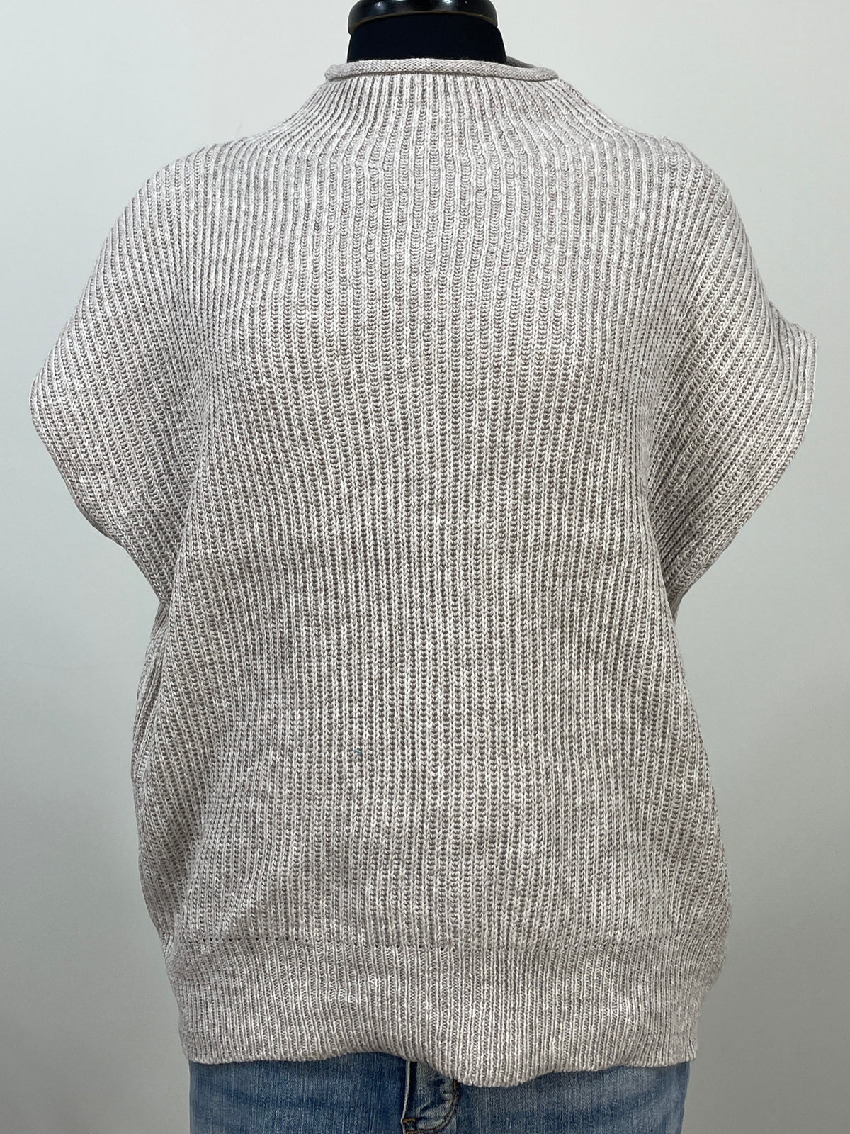 Heather Mocha Power Shoulder Mock Neck Sweater