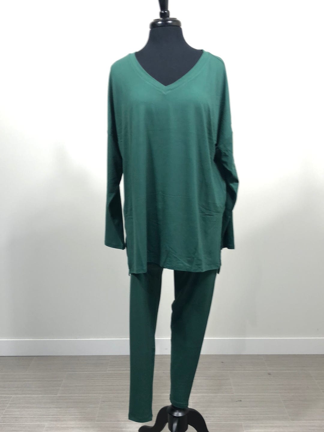 Dark Green Brushed Microfiber Loungewear Set
