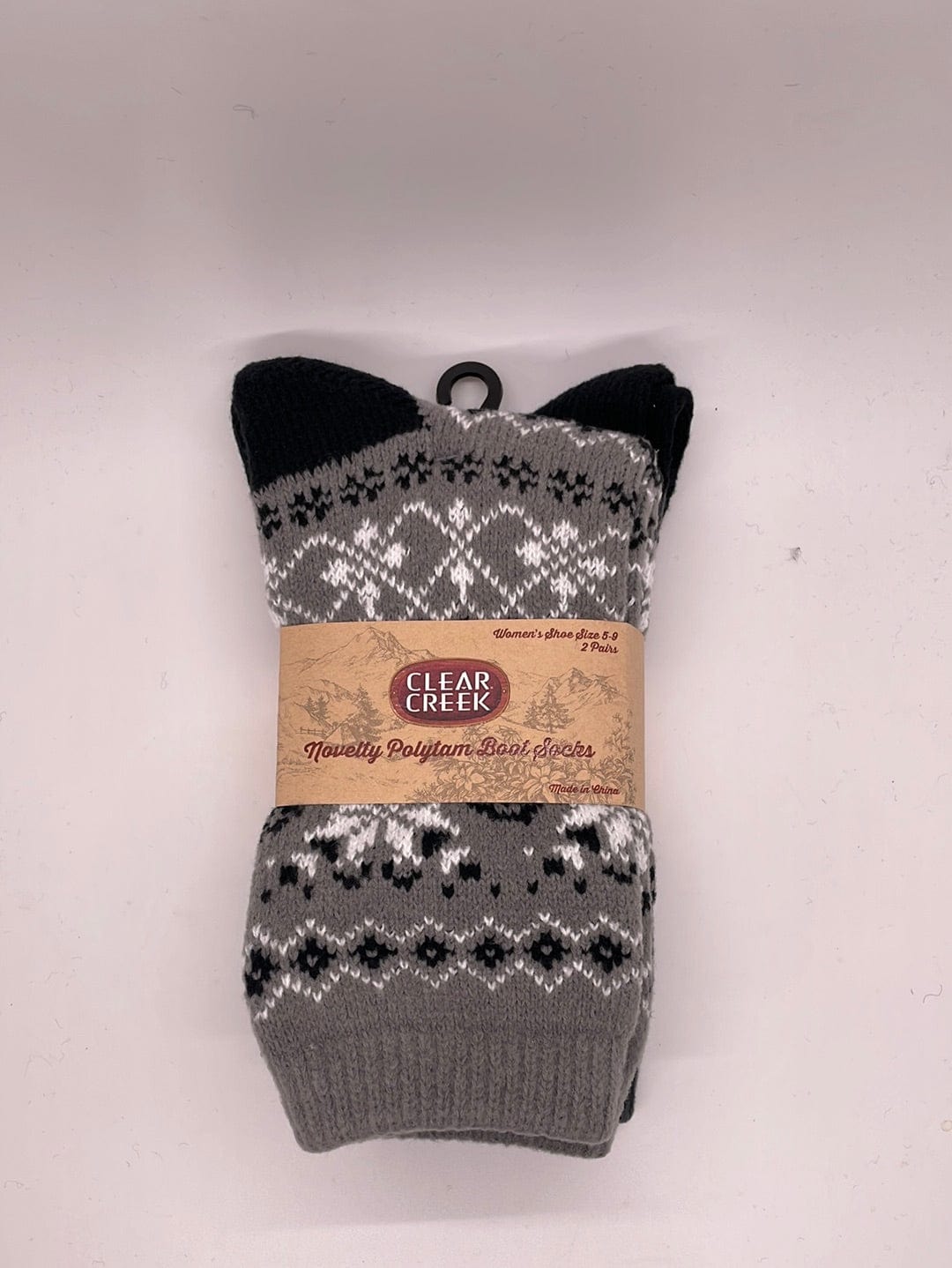 CC Women's Grey Fairisle 2pk Boot Socks
