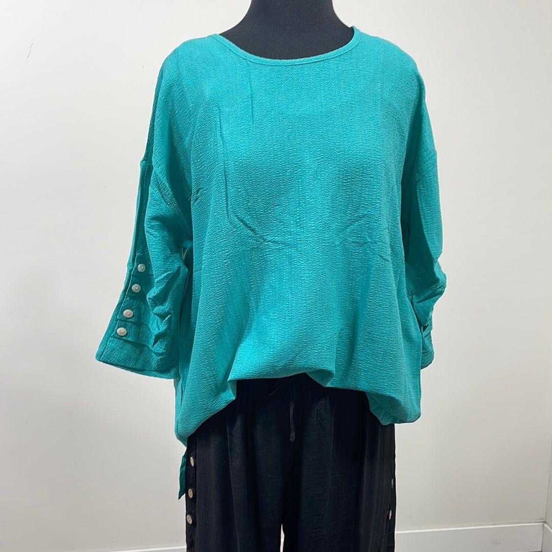 Teal Tunic Button Sleeve