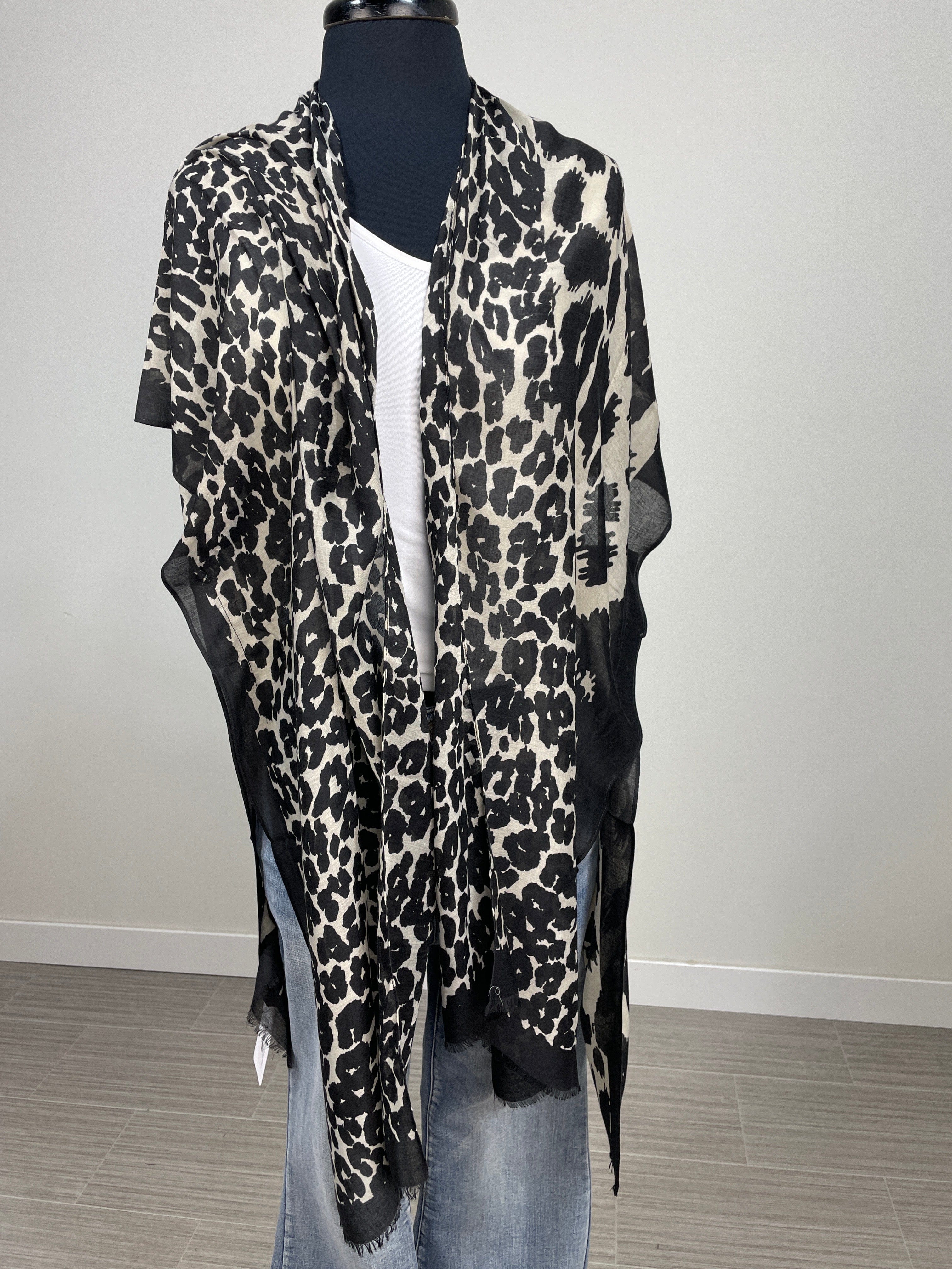 Black & Tan Animal Print Kimono
