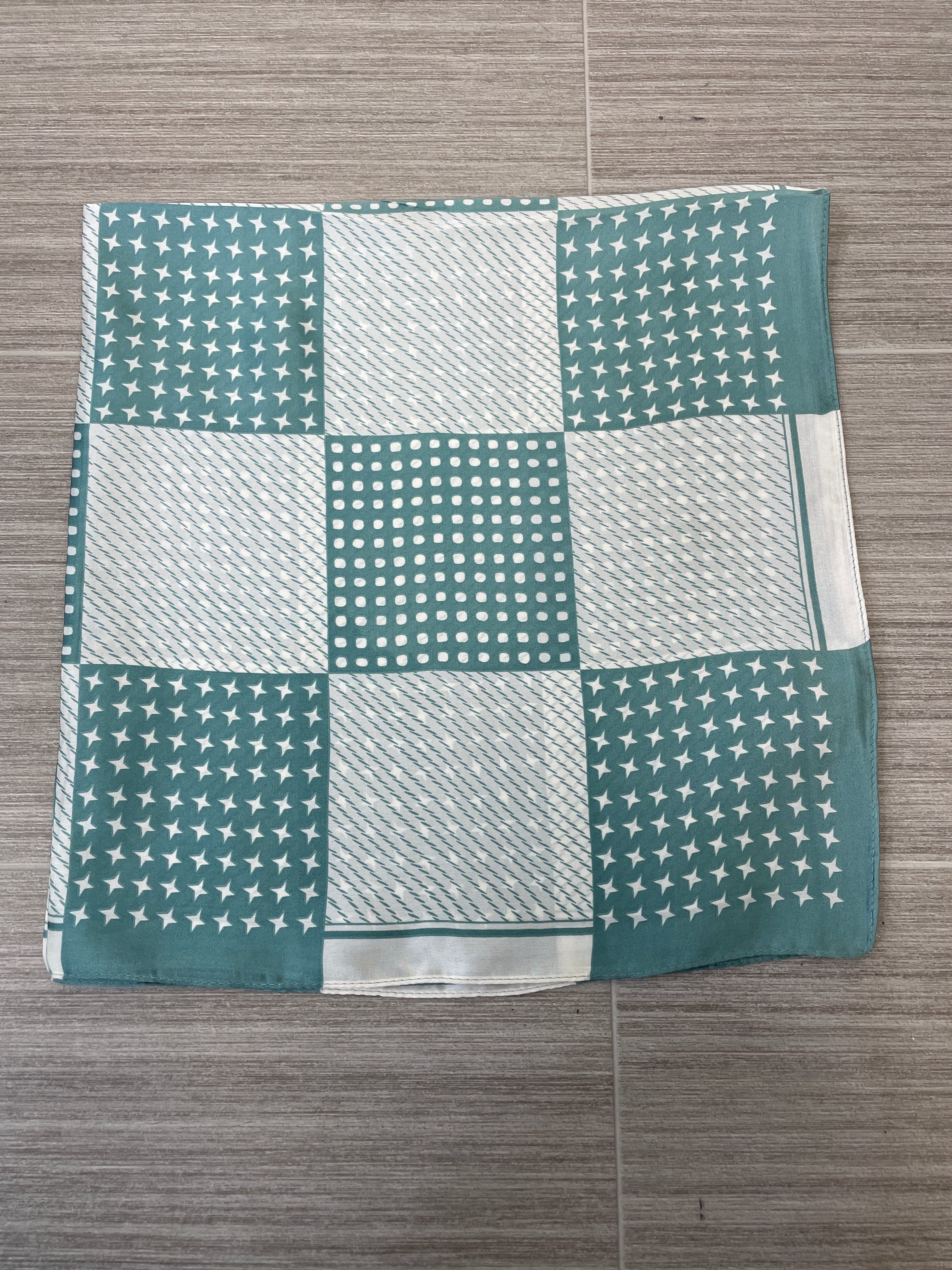 Sage Geometric Silky Square Scarf
