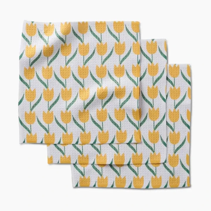 Geometry Spring Tulip Flowers Dishcloth Set