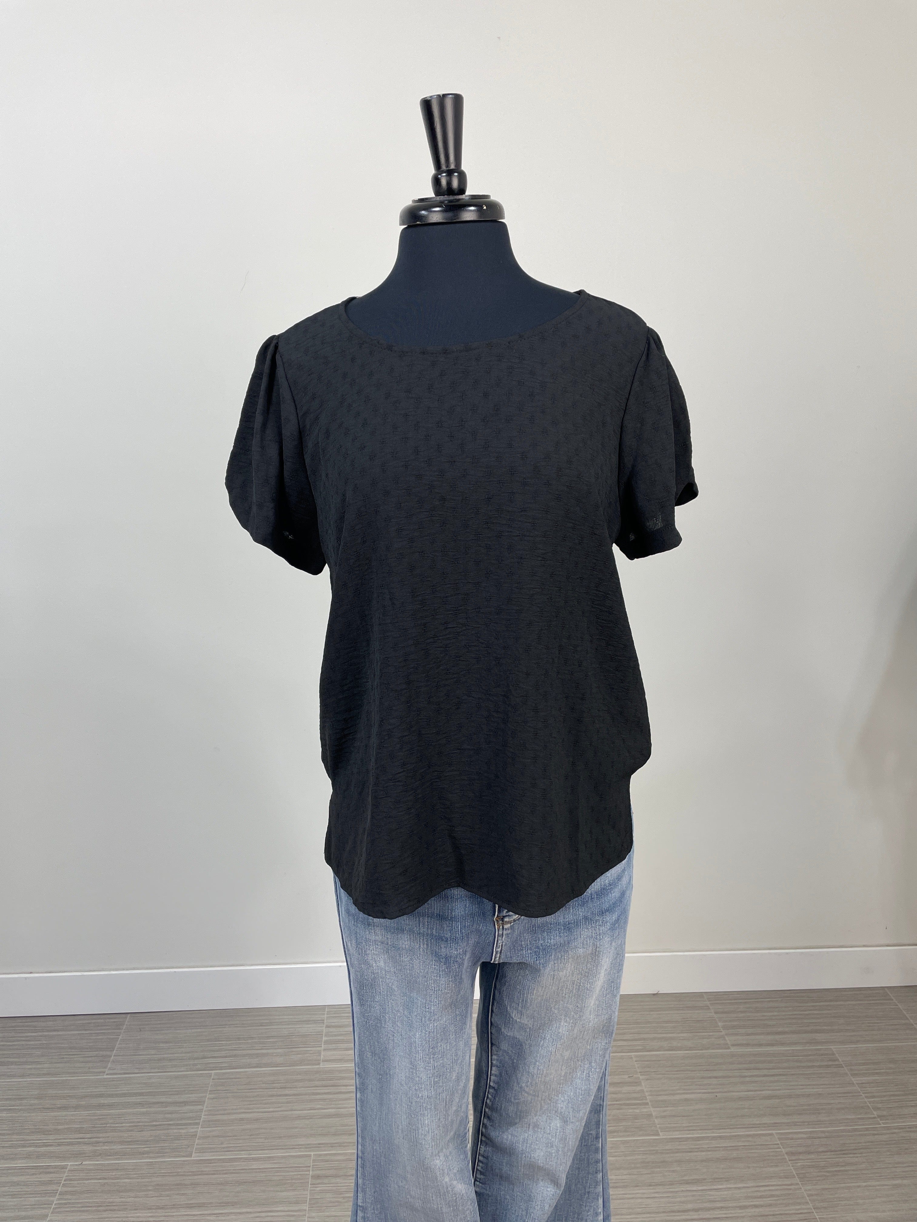 Black Diamond Texture High-Low Blouse