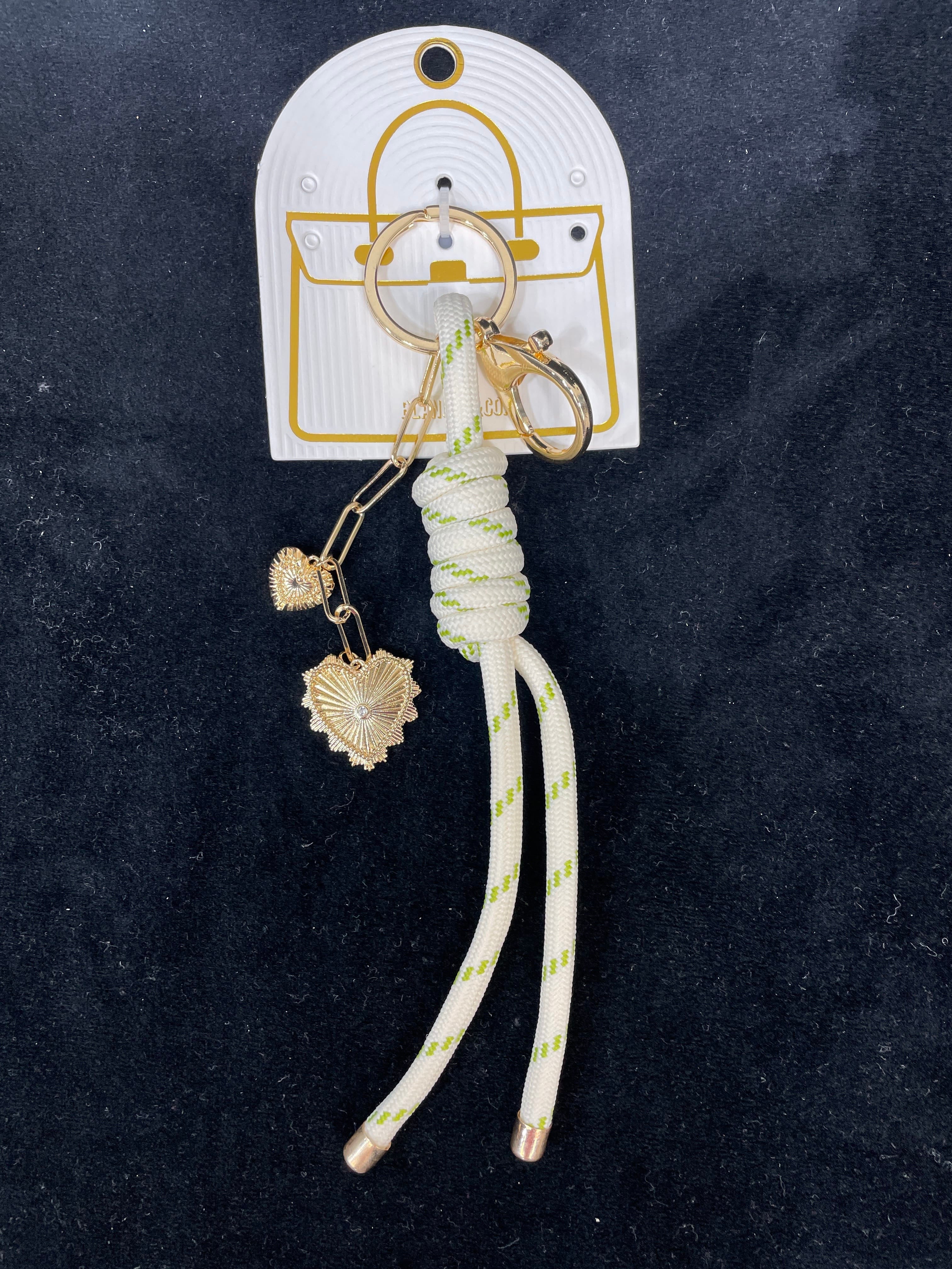 Cream Corded Heart Bag Charm