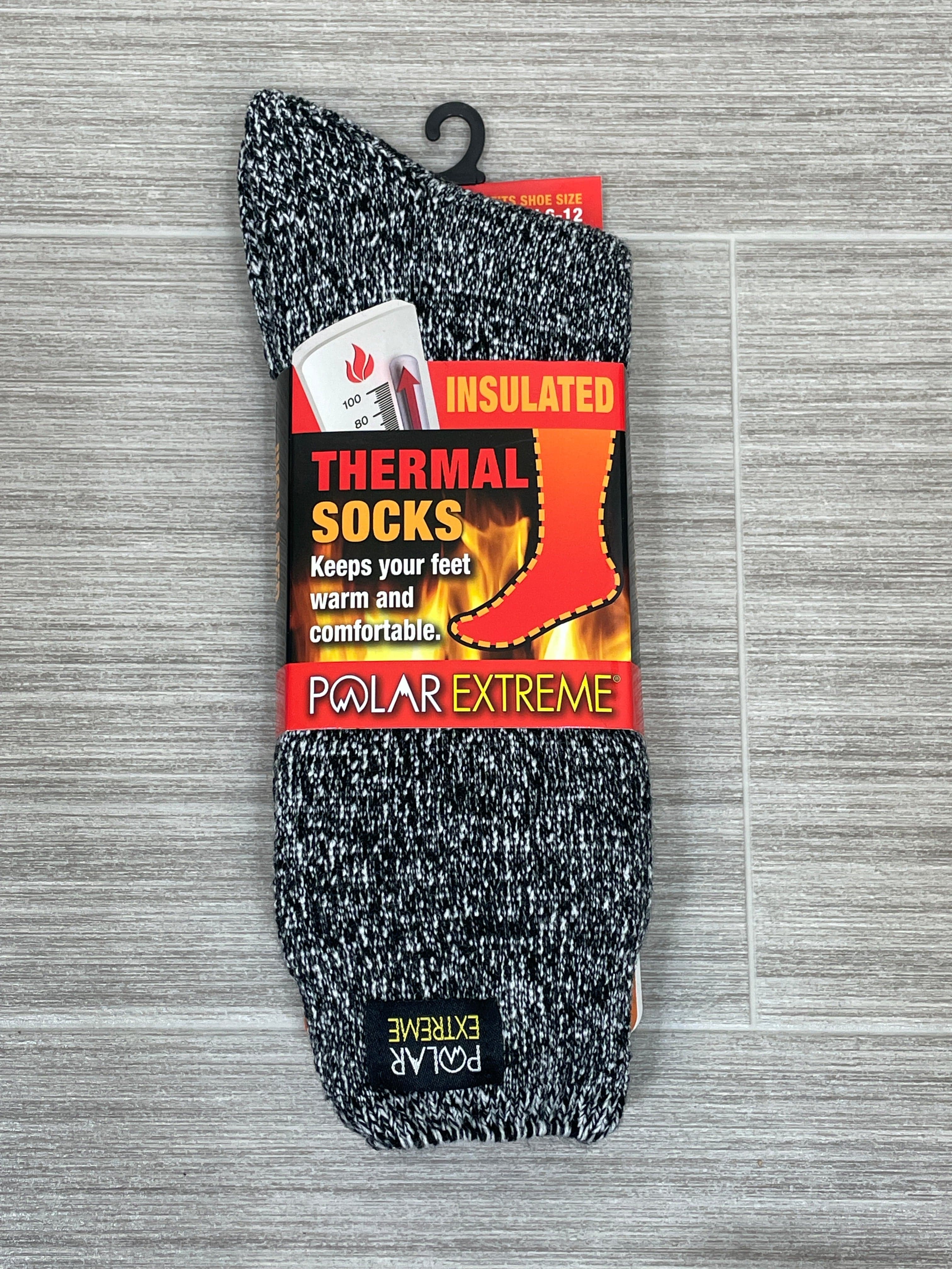Black Marbled Men's Polar Extreme Heat Heavy Brushed Sock