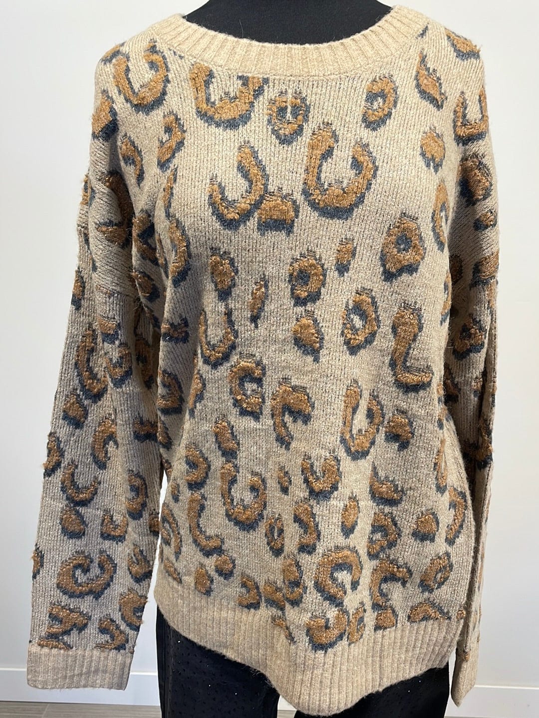 Taupe Leopard Pattern Texture Pullover