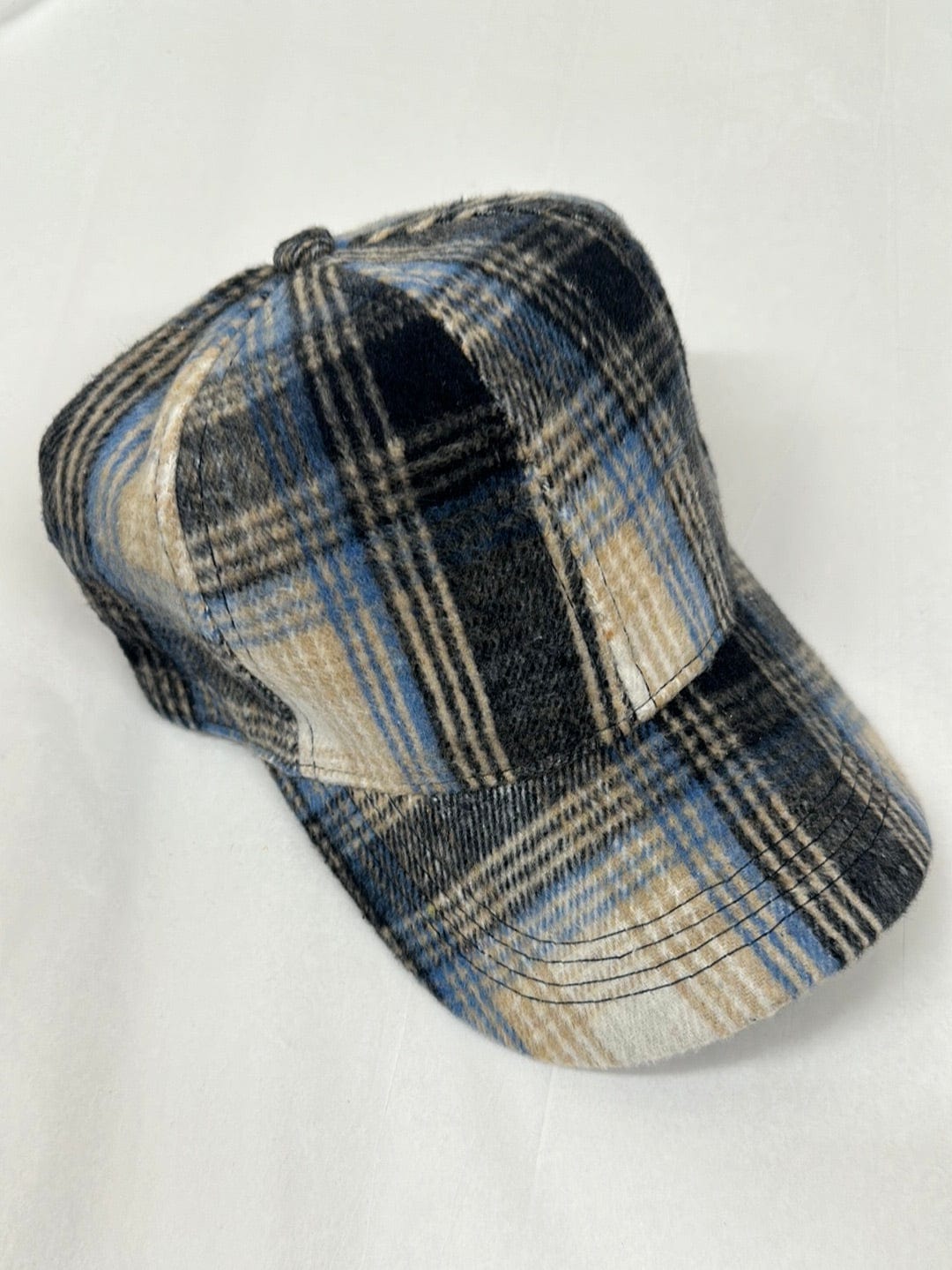 Blue & Navy Plaid Baseball Cap