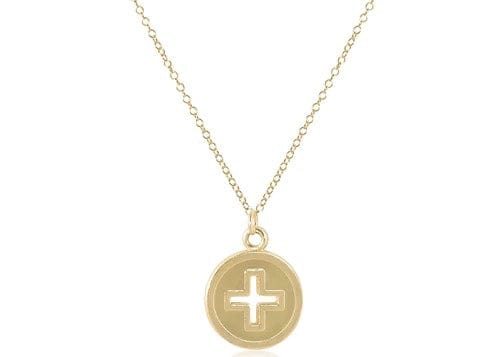 16" Necklace Gold - Signature Cross Gold Disc