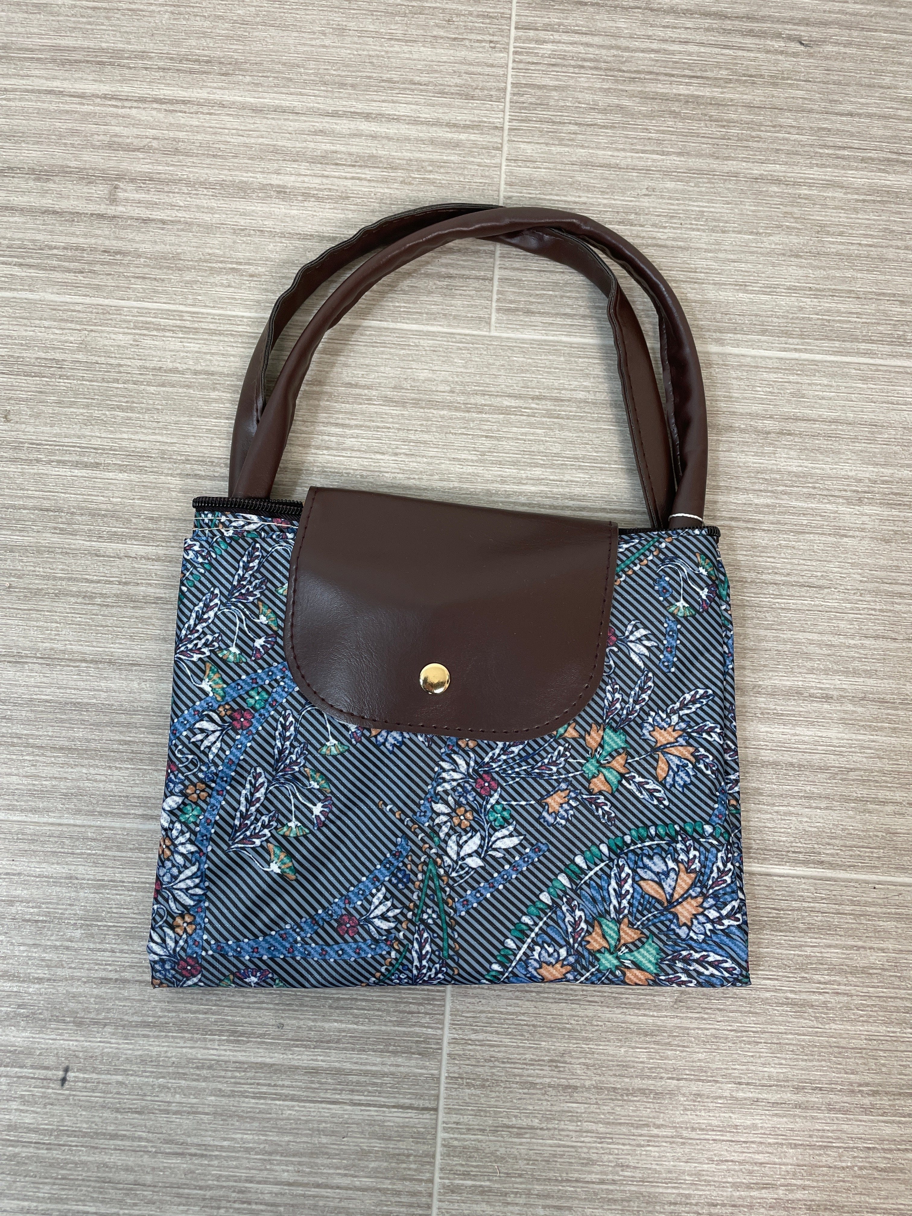 Grey Paisley Foldable Travel Tote