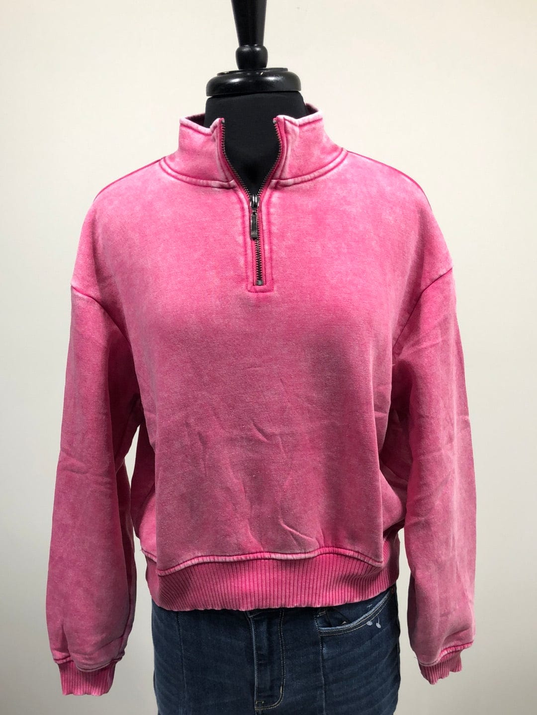 Hot Pink Wash 1/4 Zip Fleece