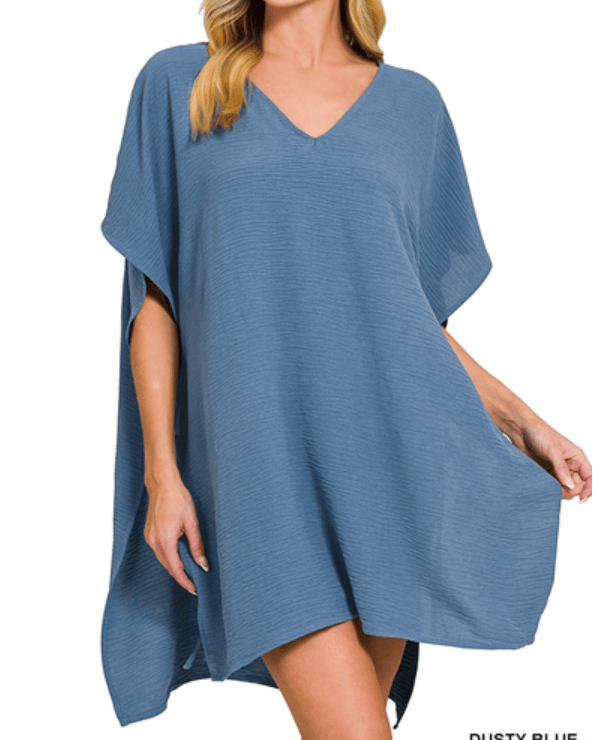 Dusty Blue Tie Side Cover Up