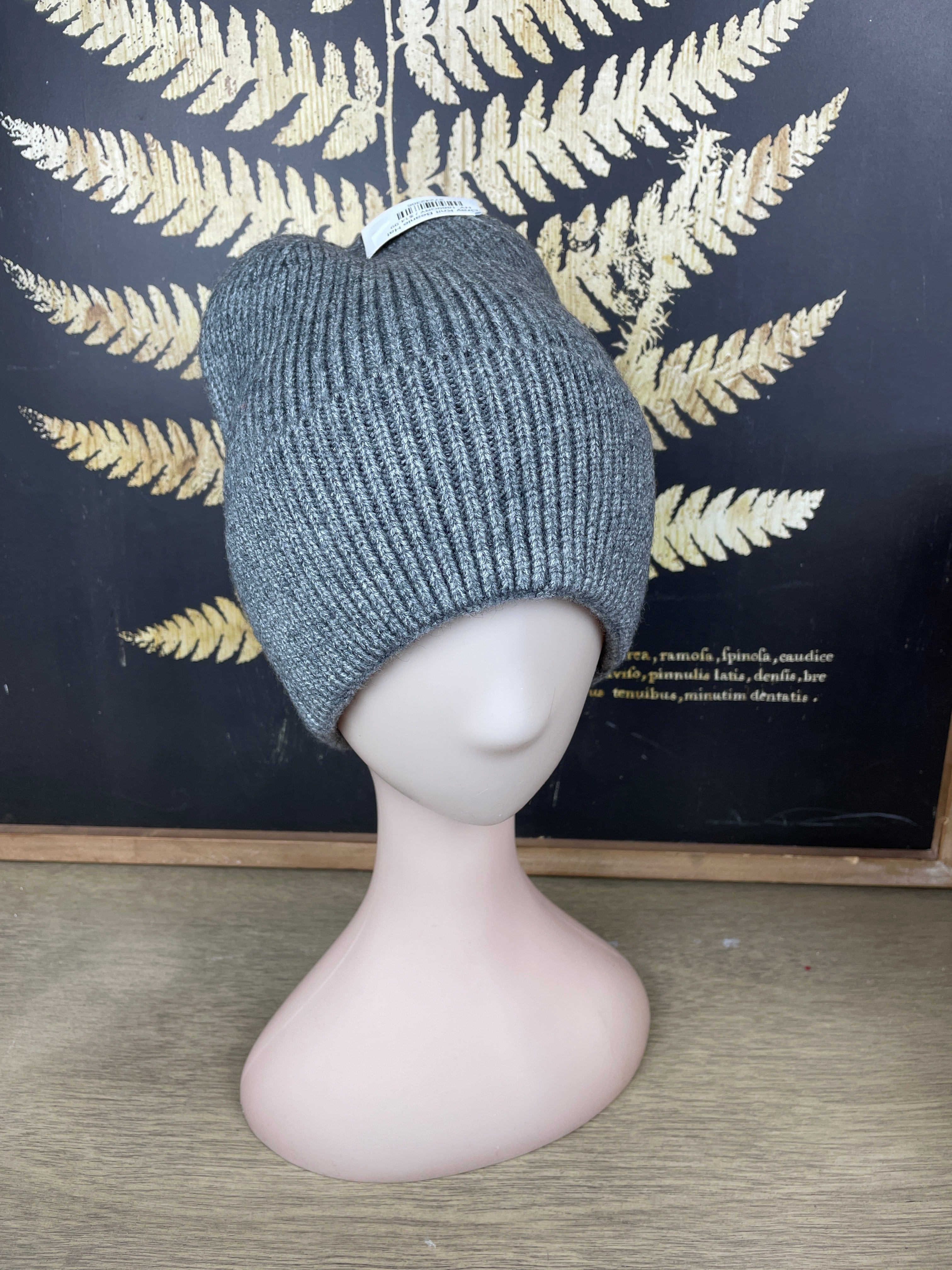 Gray Knit Beanie Hat