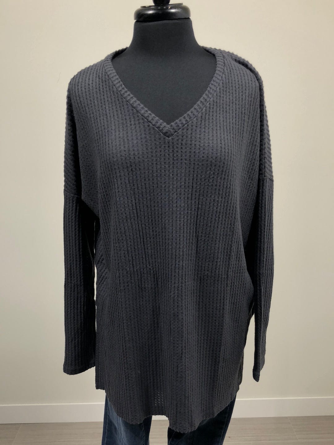Grey VNeck Hi-Low Sweater