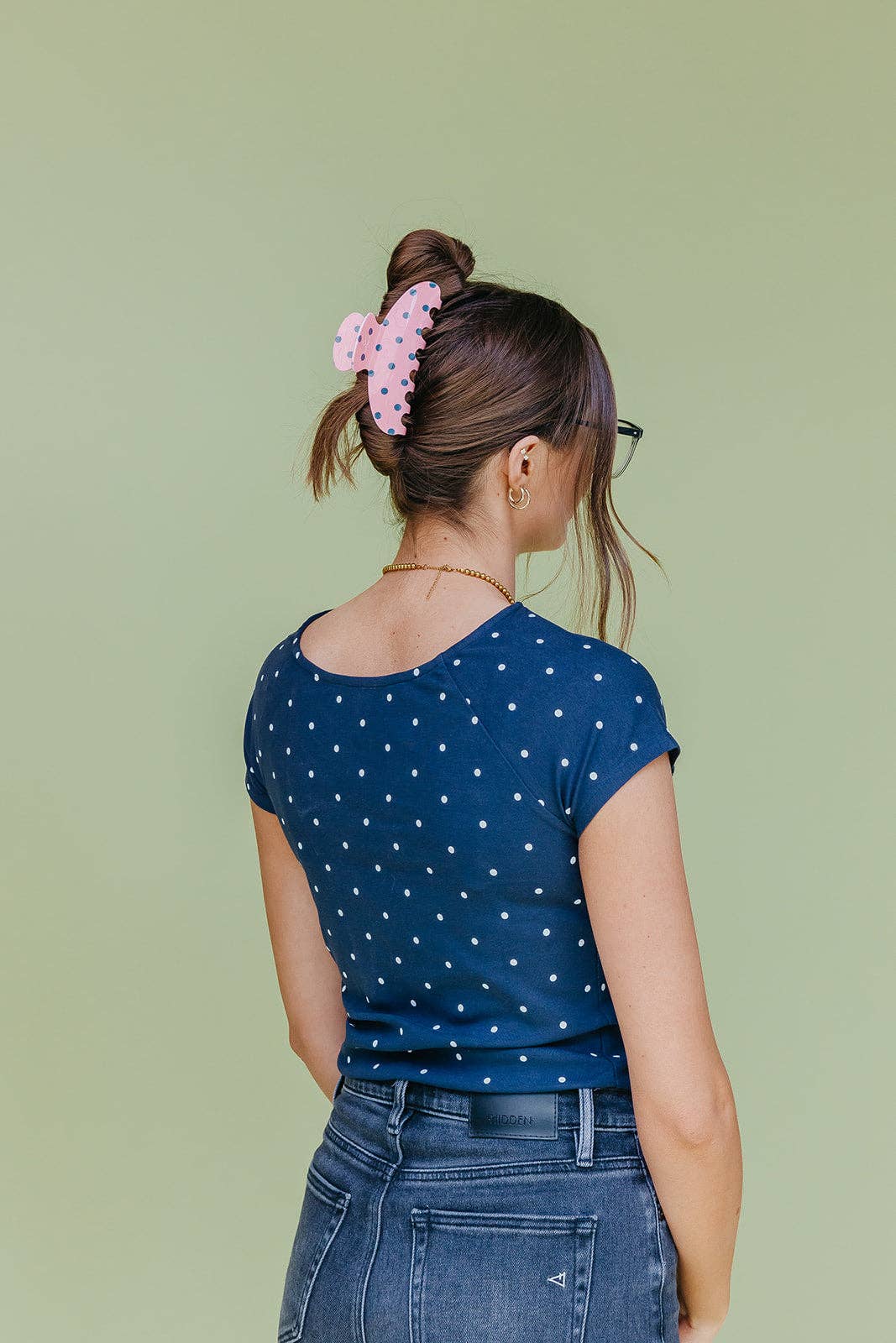 POLKA DOT & STRIPED OVERSIZED CLAWS: BROWN AND BLUE POLKA DOT