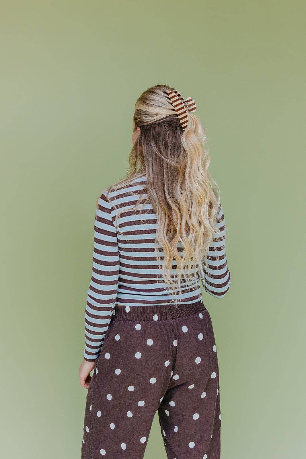 POLKA DOT & STRIPED OVERSIZED CLAWS: BROWN AND BLUE STRIPED
