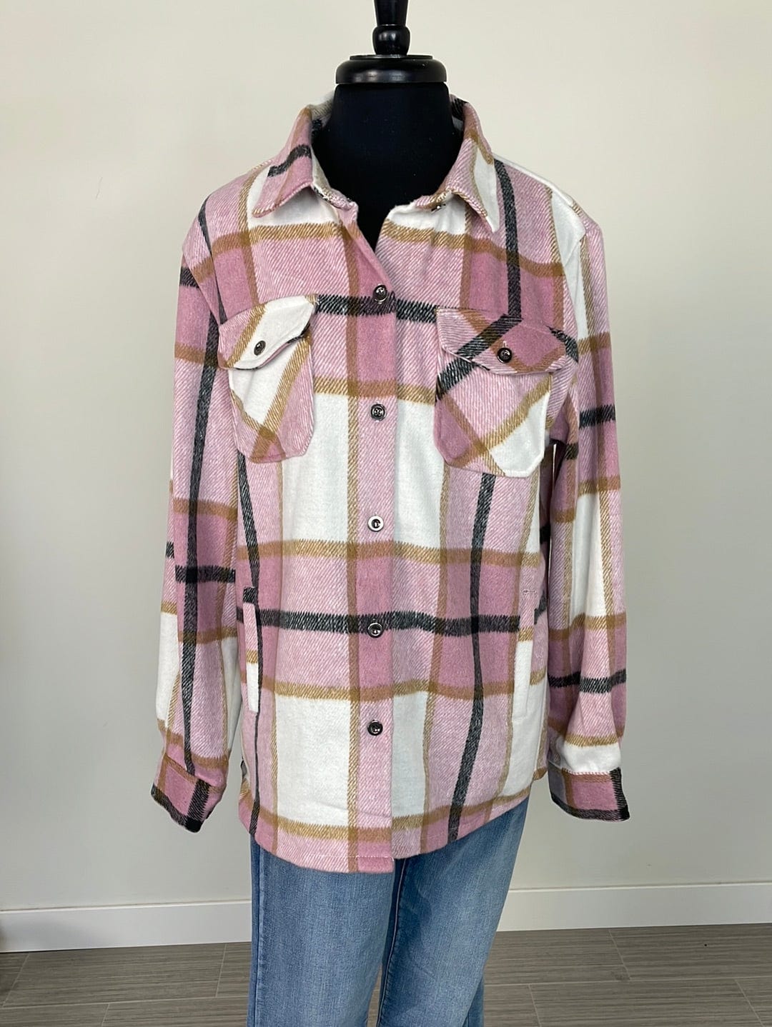Light Pink Plaid Shacket