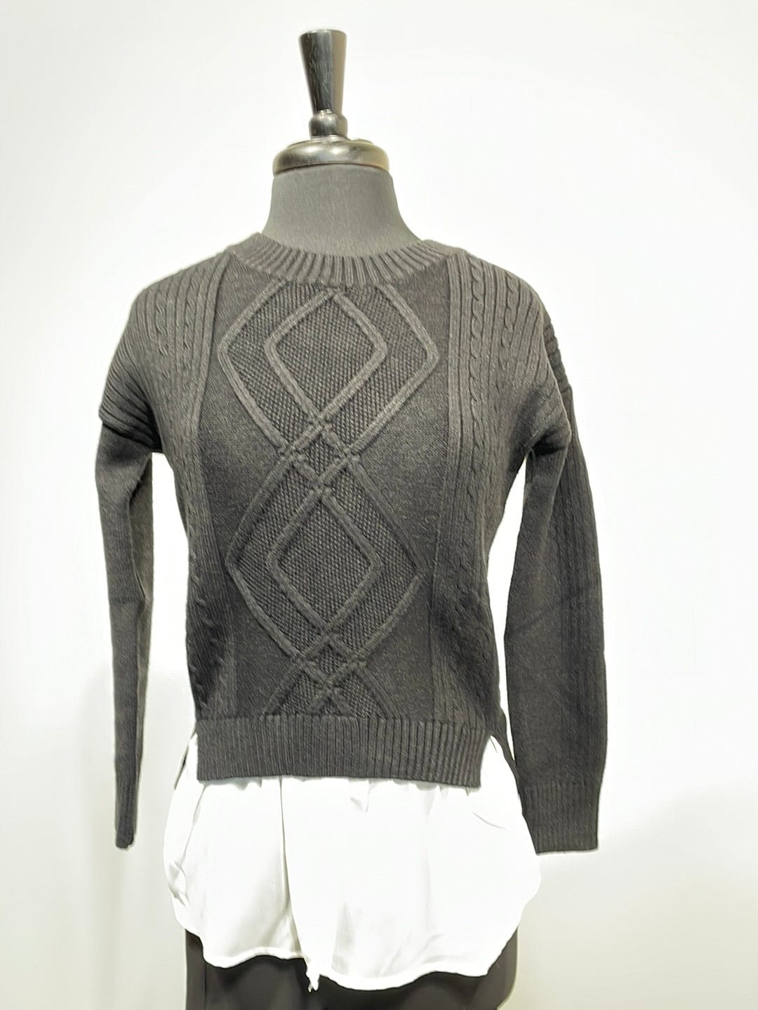 Black Chiffon Layer Crop Sweater