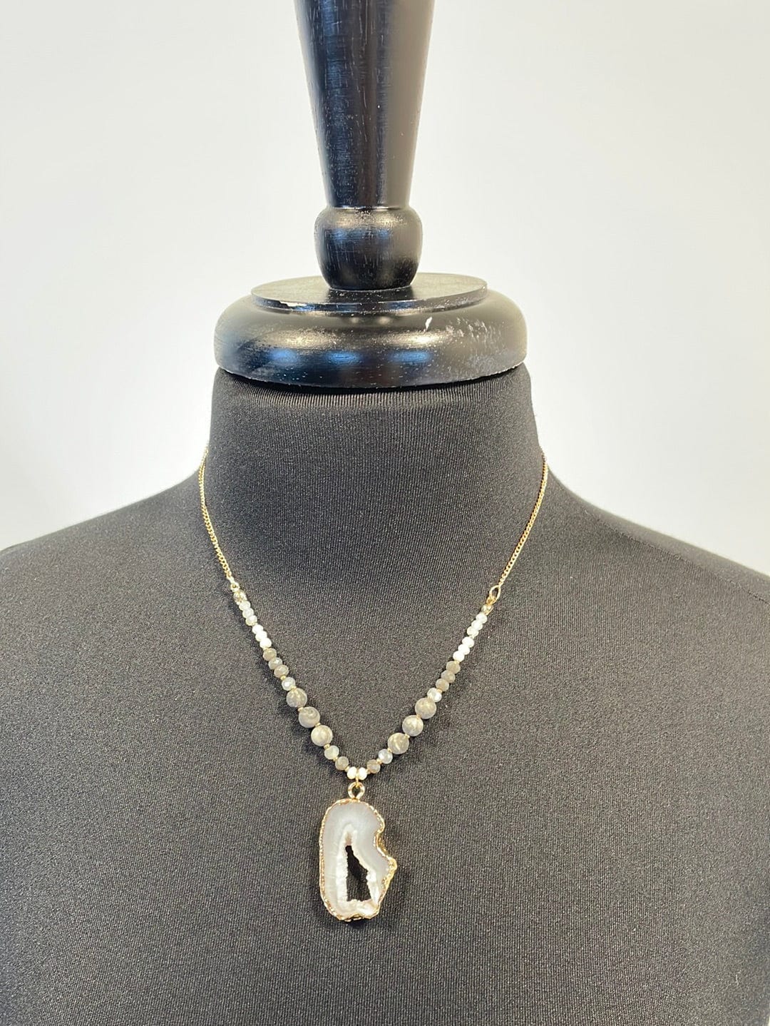 Gray & Gold Stone Mix Druzy Necklace