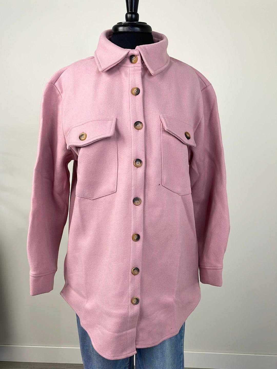 Pink Solid Shacket