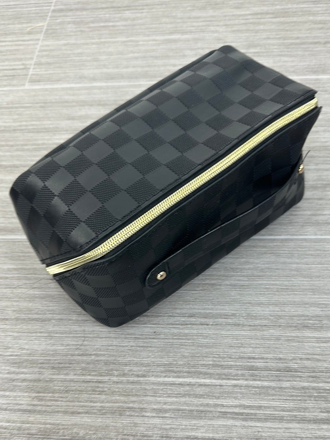 Black Checkered Cosmetic Bag