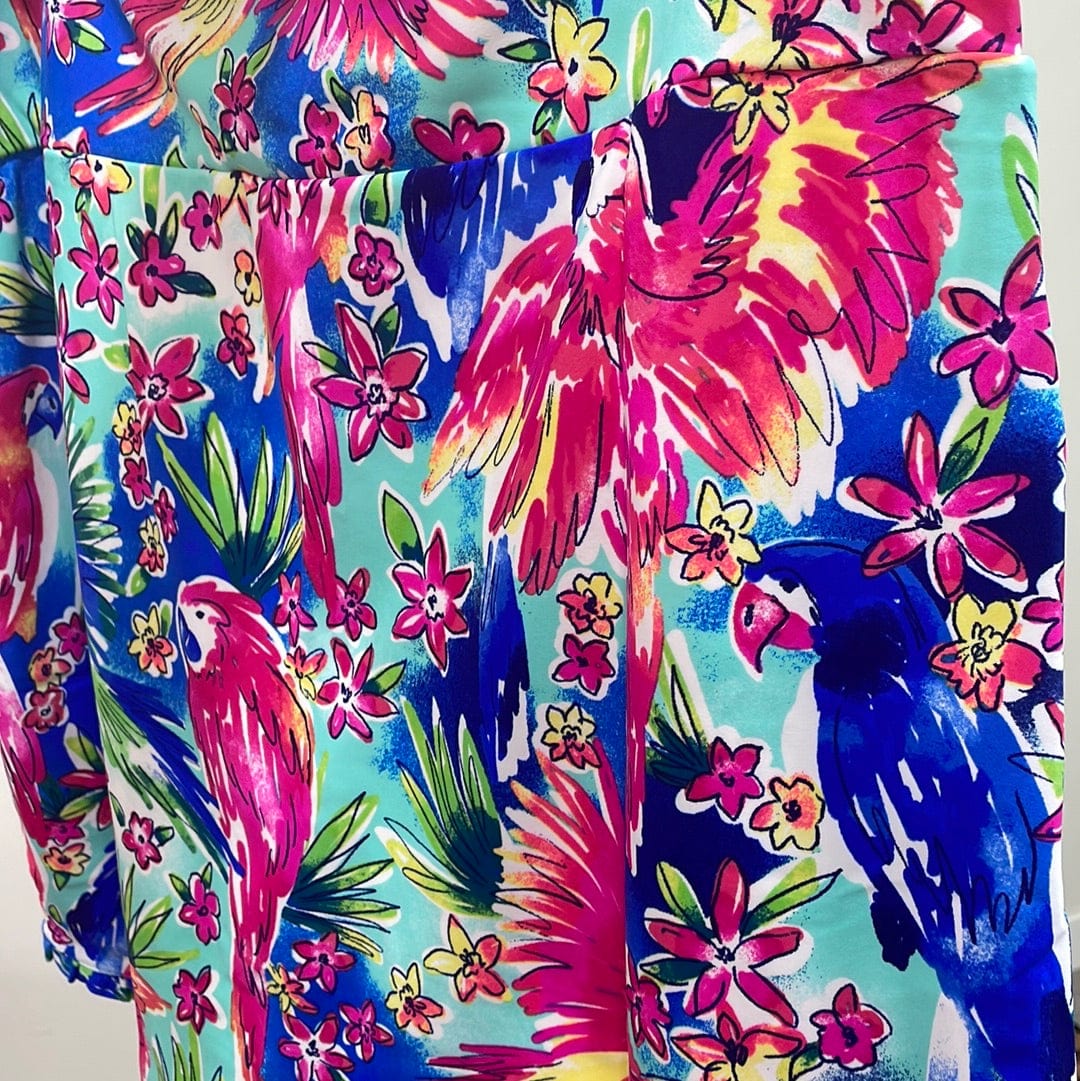 Parrot & Floral Ruffle Hem Skort