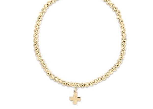 Classic Gold 3mm Bracelet - Signature Cross Gold Charm