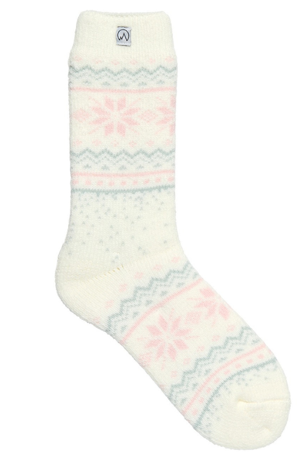 PE Women's Ivory Fair Isle Thermal Sock