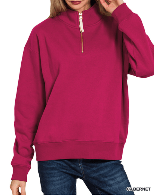 Cabernet Fleece Half Zip Sweatshirt