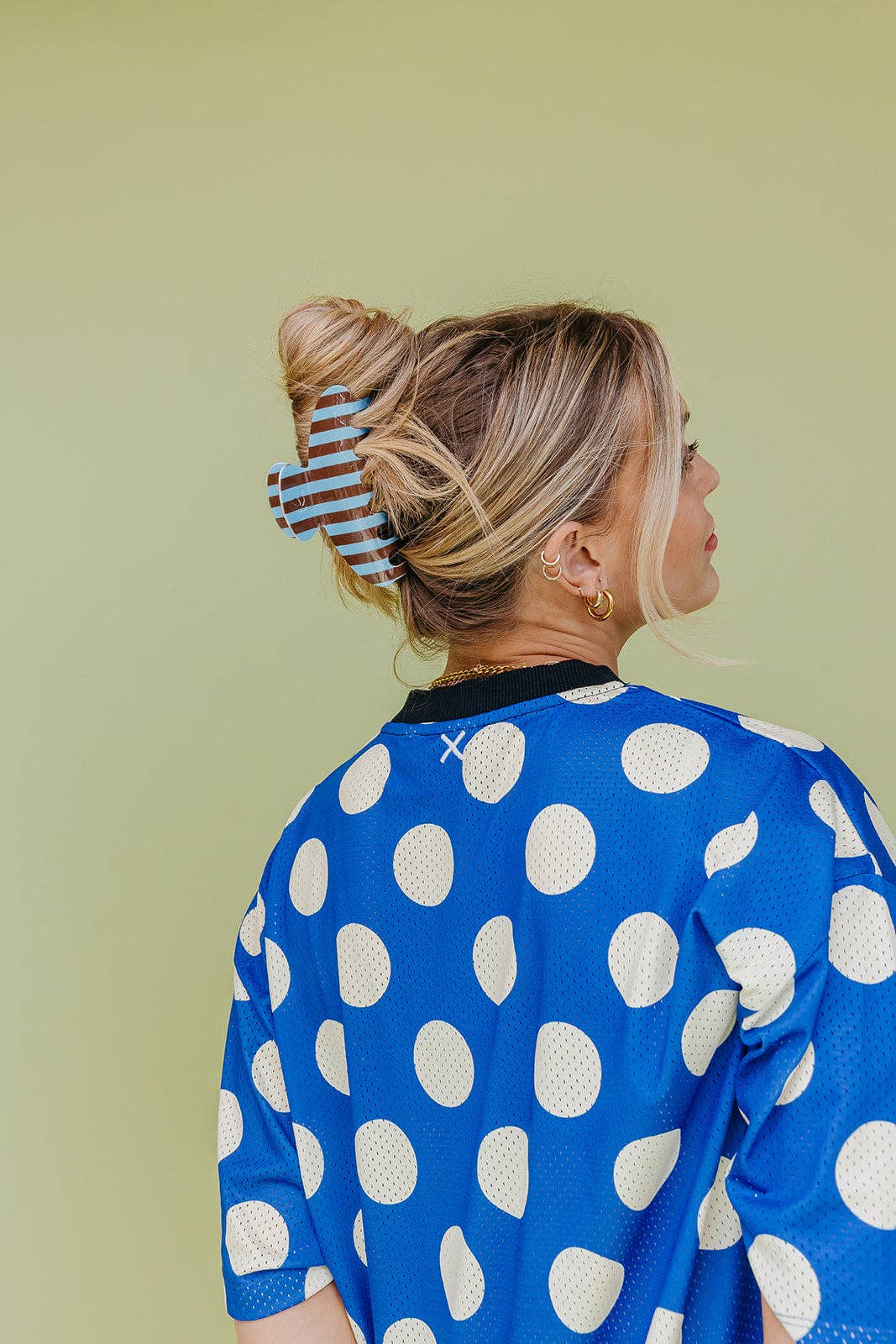 POLKA DOT & STRIPED OVERSIZED CLAWS: BROWN AND CREAM STRIPED