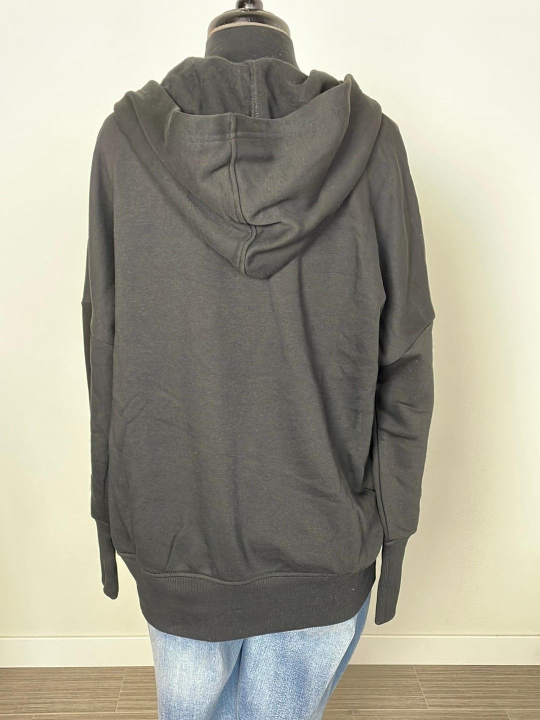Black Half Button Hooded Pullover