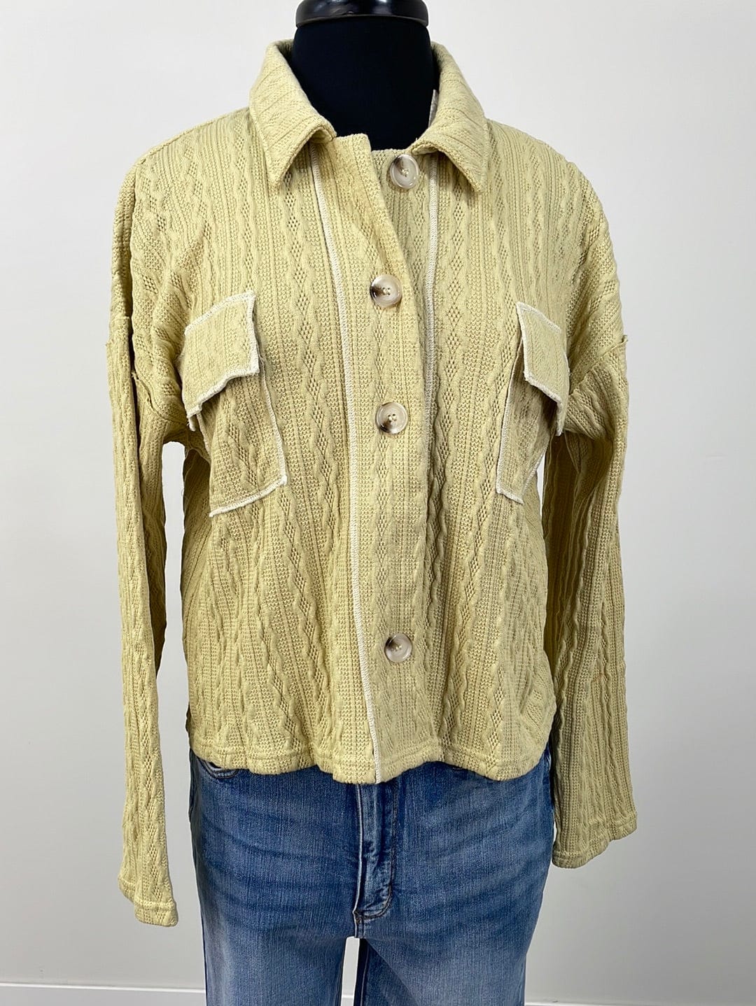 Faded Yellow Stitch Detail Jacket