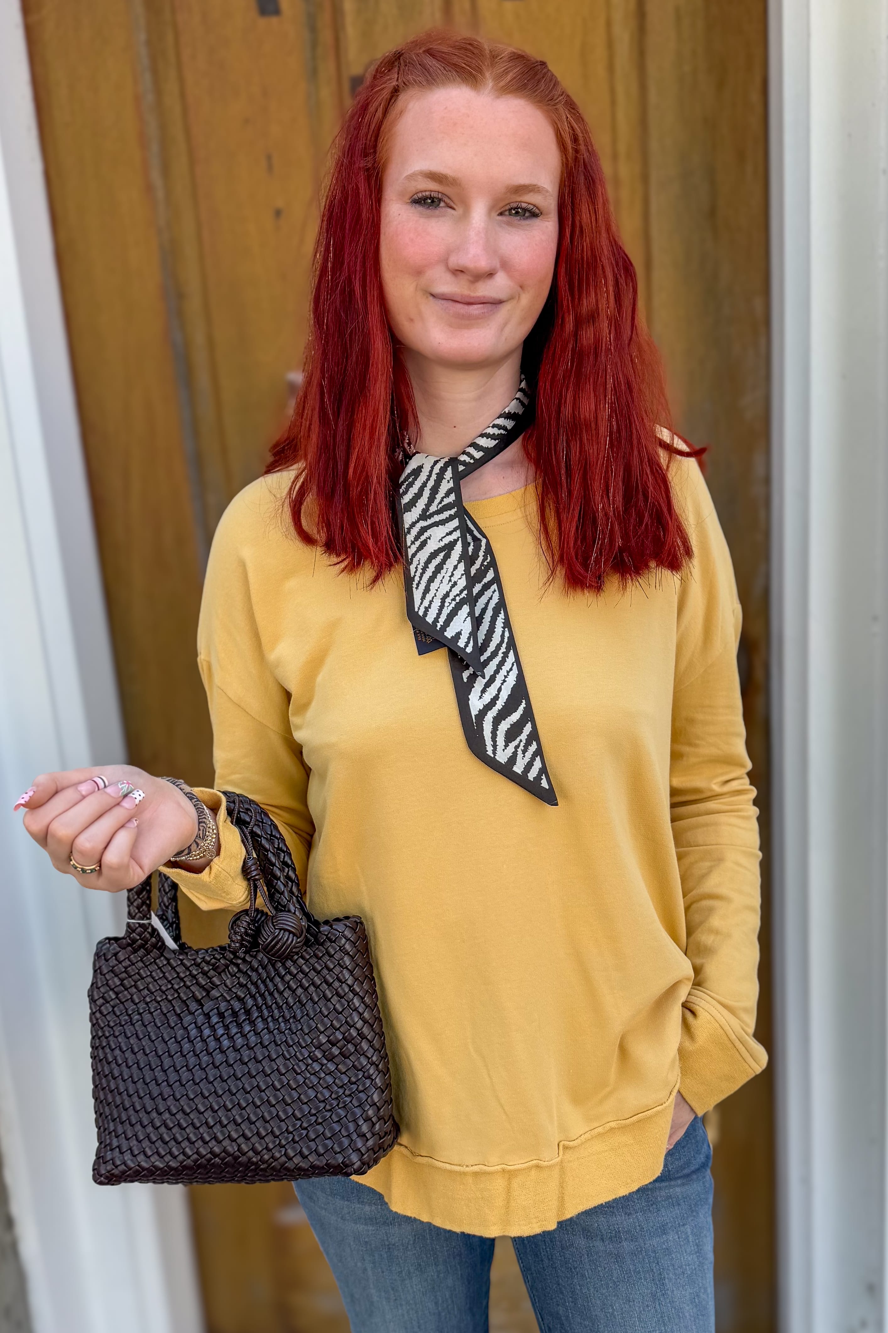 Yellow Raw Hem Pullover Top