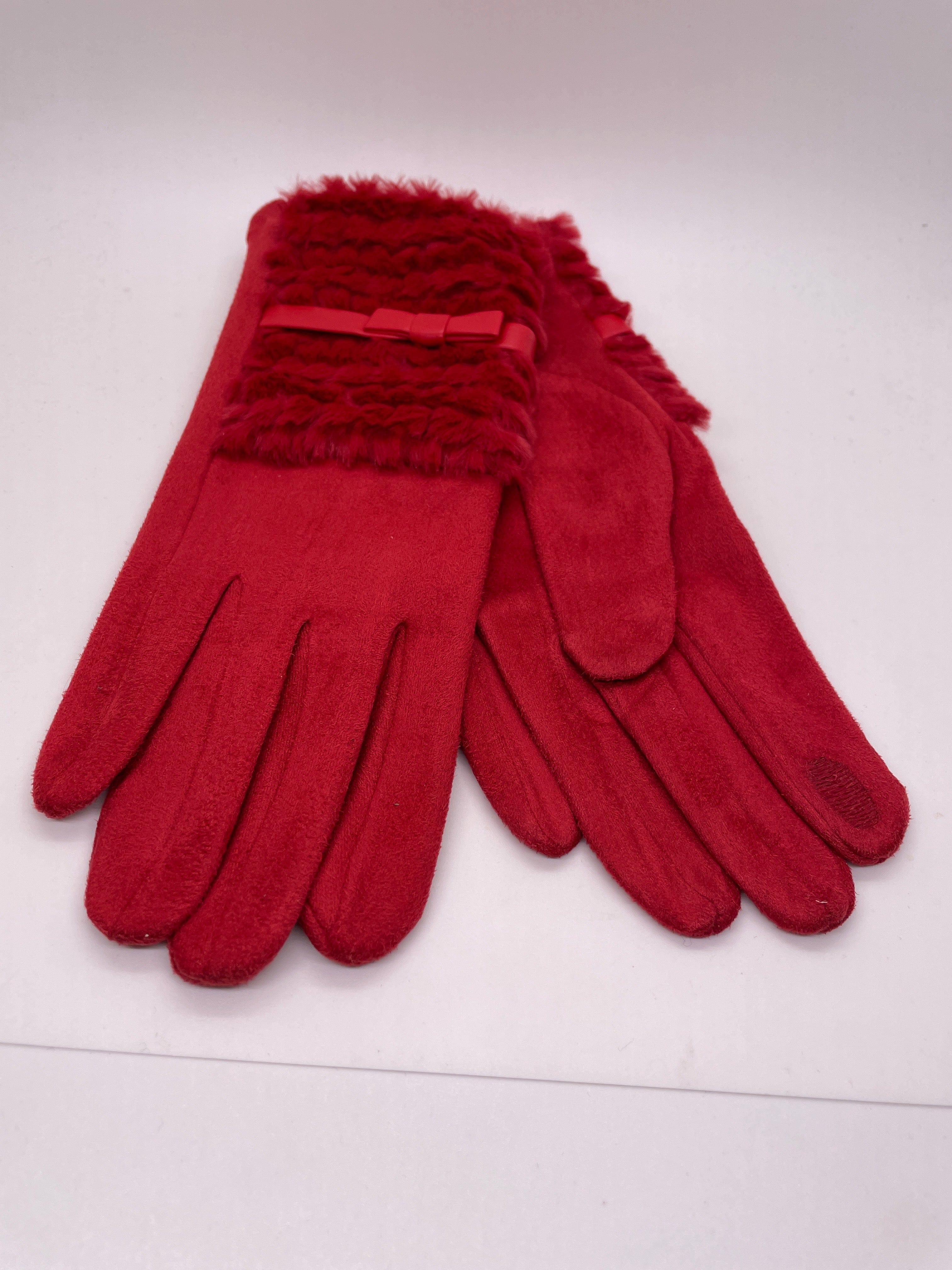 Red Fuzzy Comfy Gloves