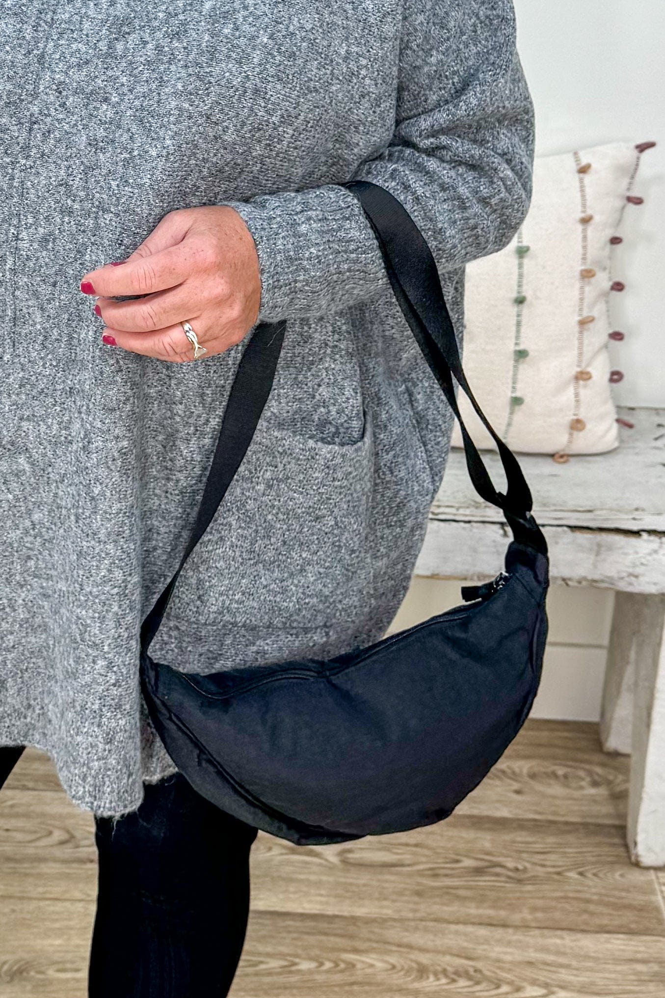 Black Crest Crossbody Bag