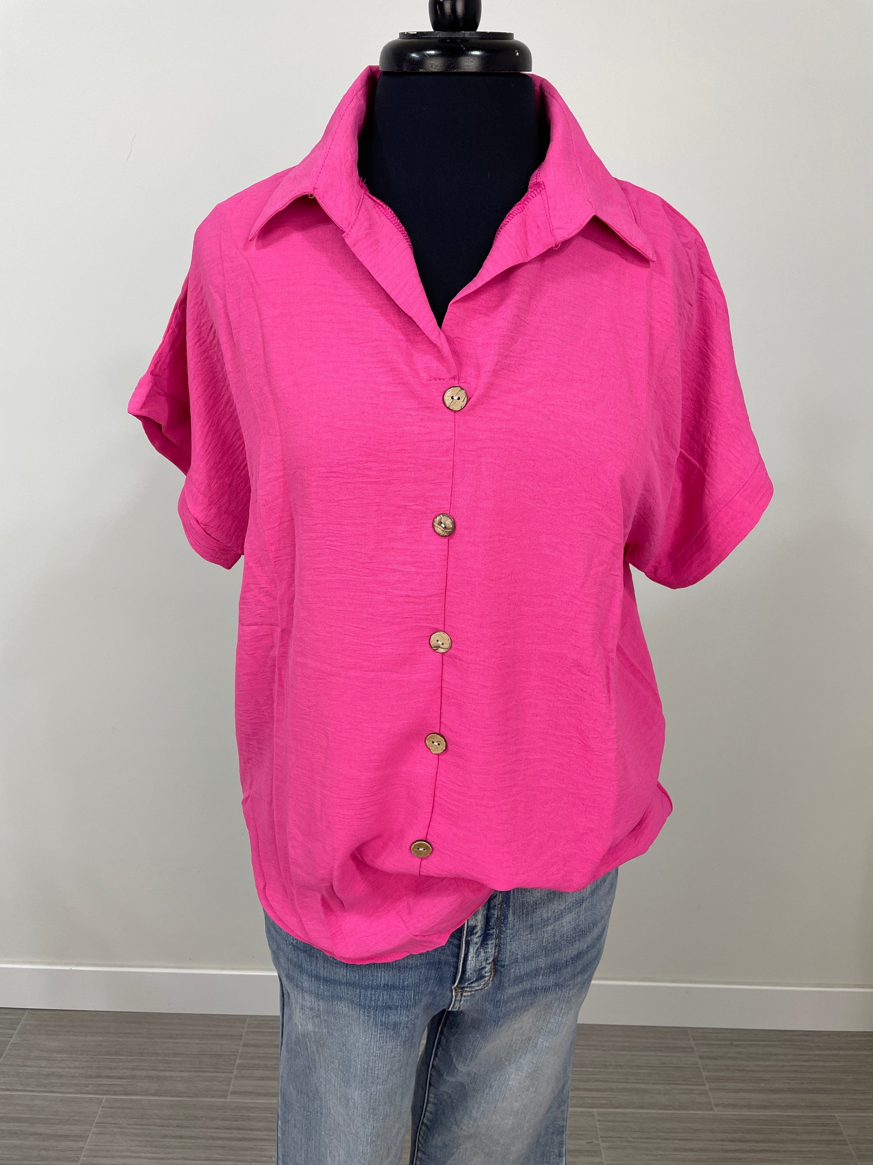 Fuchsia Button Up Blouse