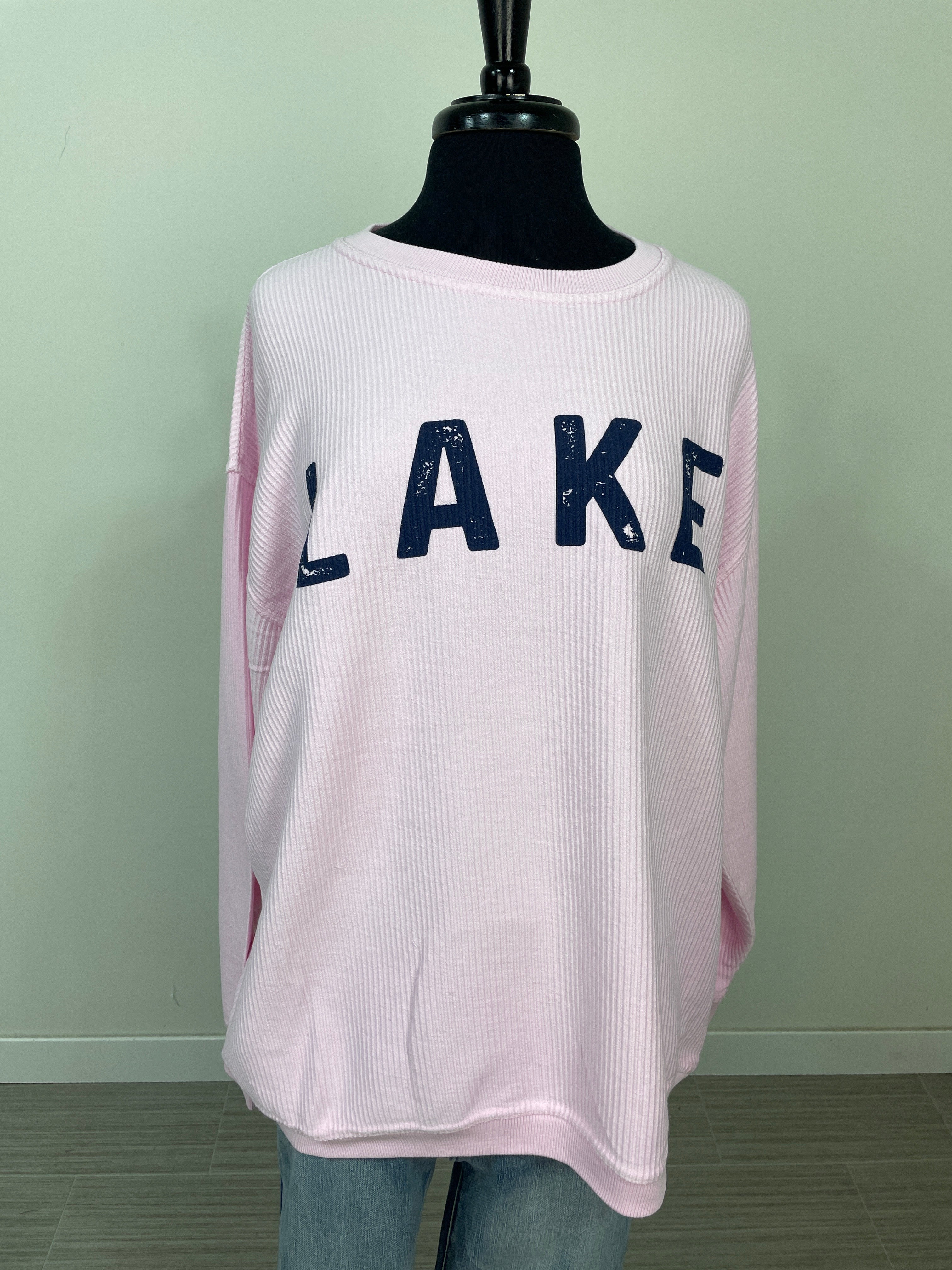 Slightly Imperfect Pink Lake Corduroy Crewneck-FINAL SALE
