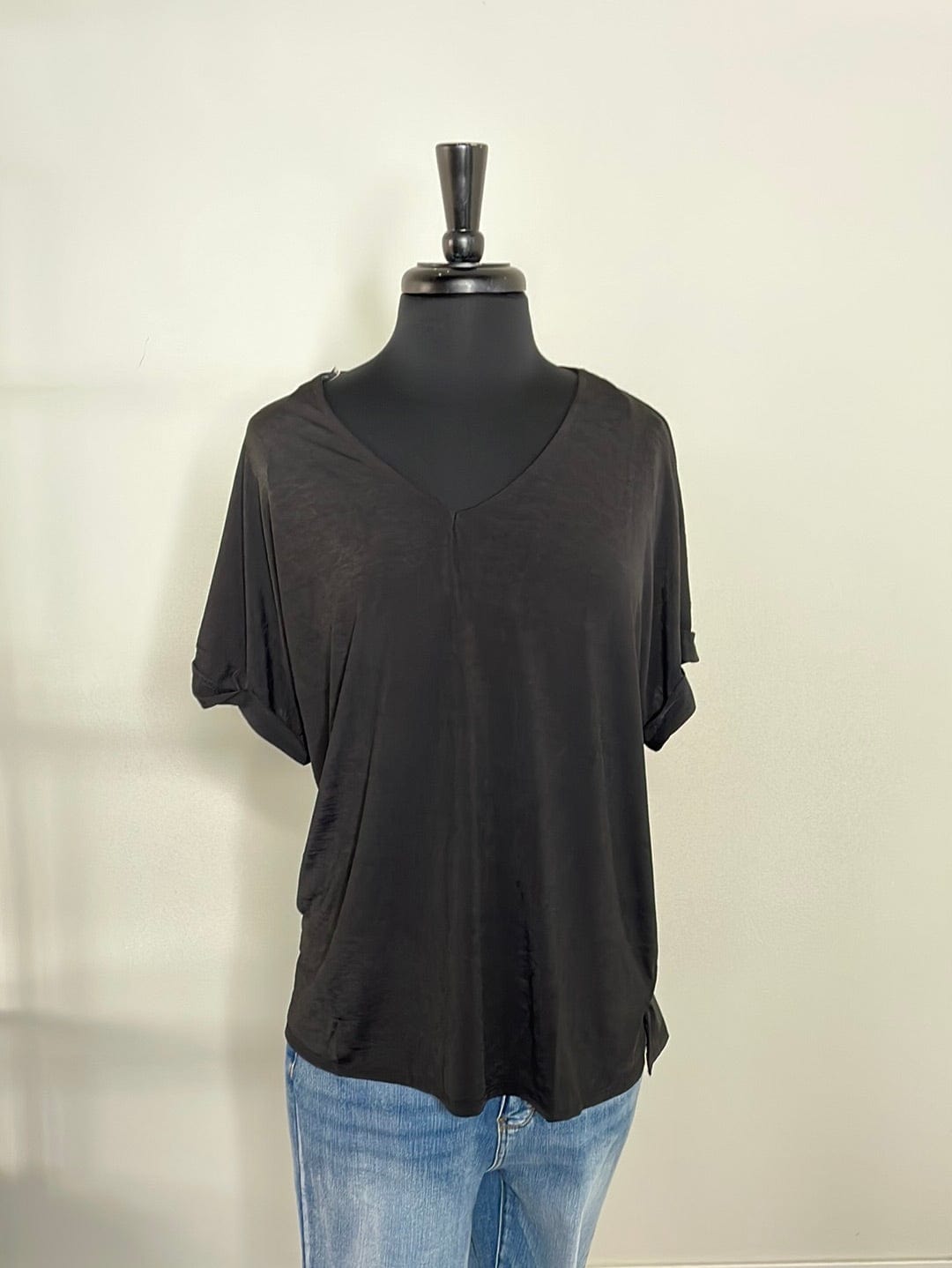 Black Everyday Vneck Blouse