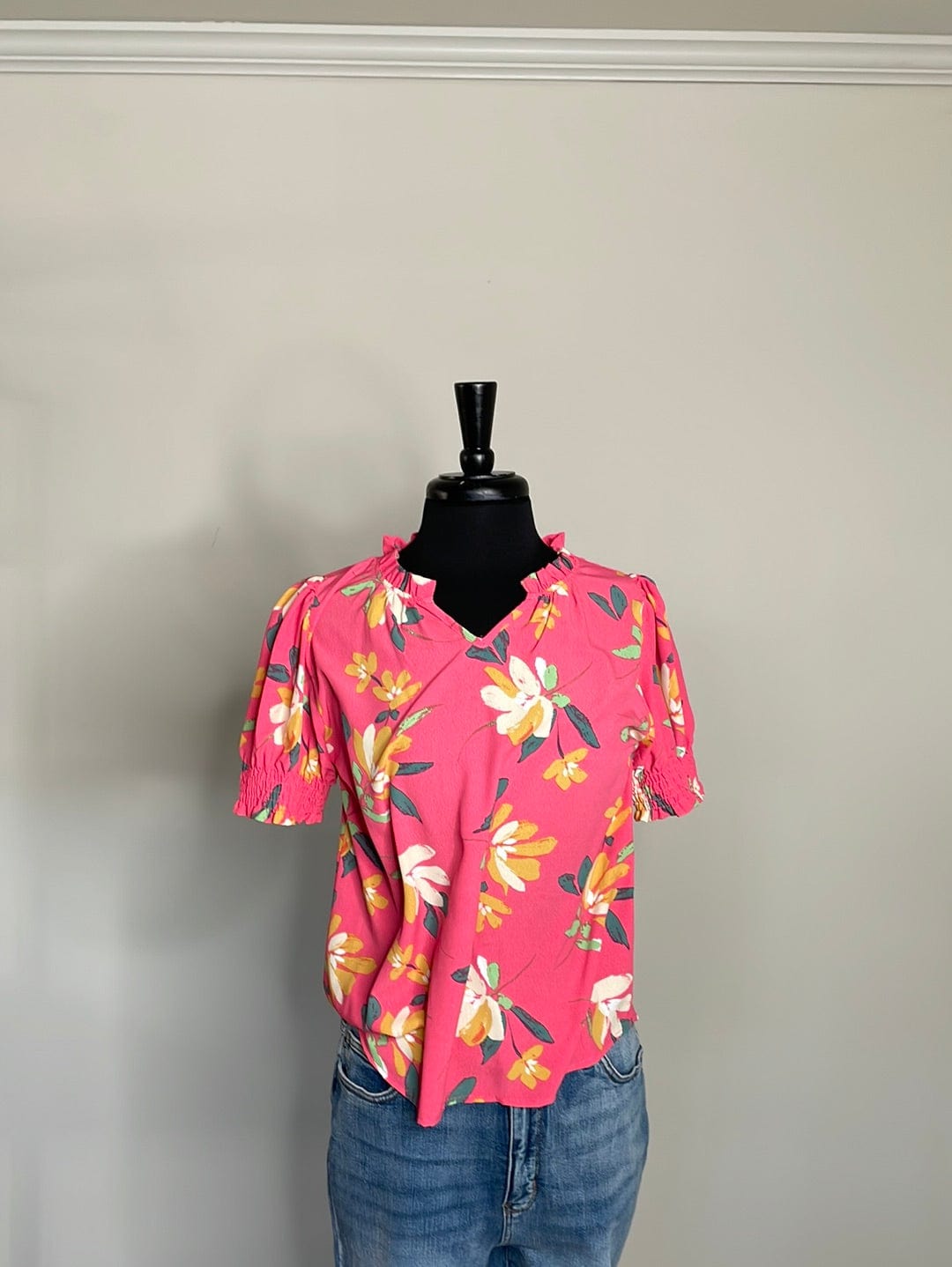 Coral Spring Floral Blouse